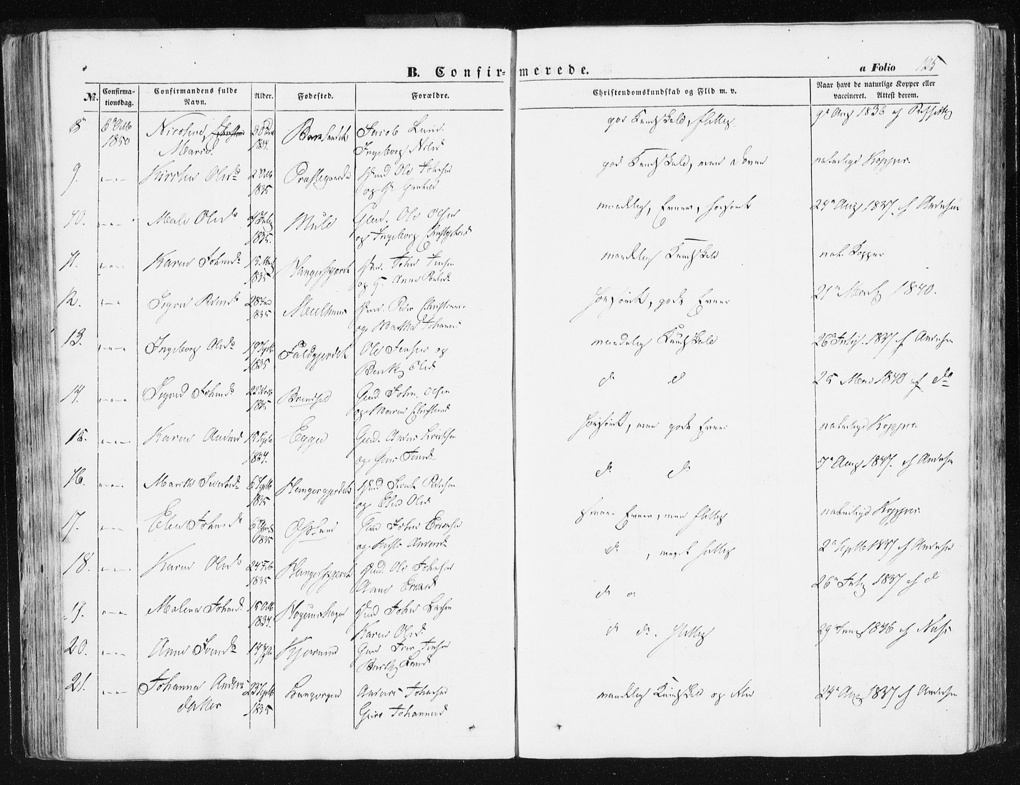 Ministerialprotokoller, klokkerbøker og fødselsregistre - Sør-Trøndelag, AV/SAT-A-1456/612/L0376: Parish register (official) no. 612A08, 1846-1859, p. 125