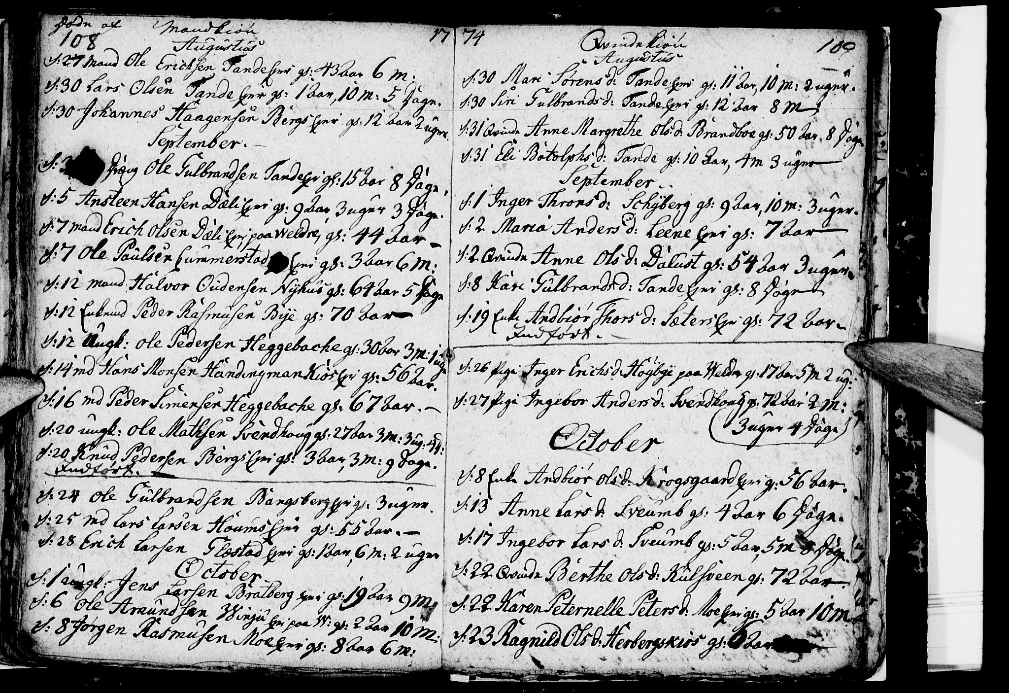 Ringsaker prestekontor, AV/SAH-PREST-014/I/Ia/L0005/0001: Parish register draft no. 5.1, 1773-1775, p. 108-109