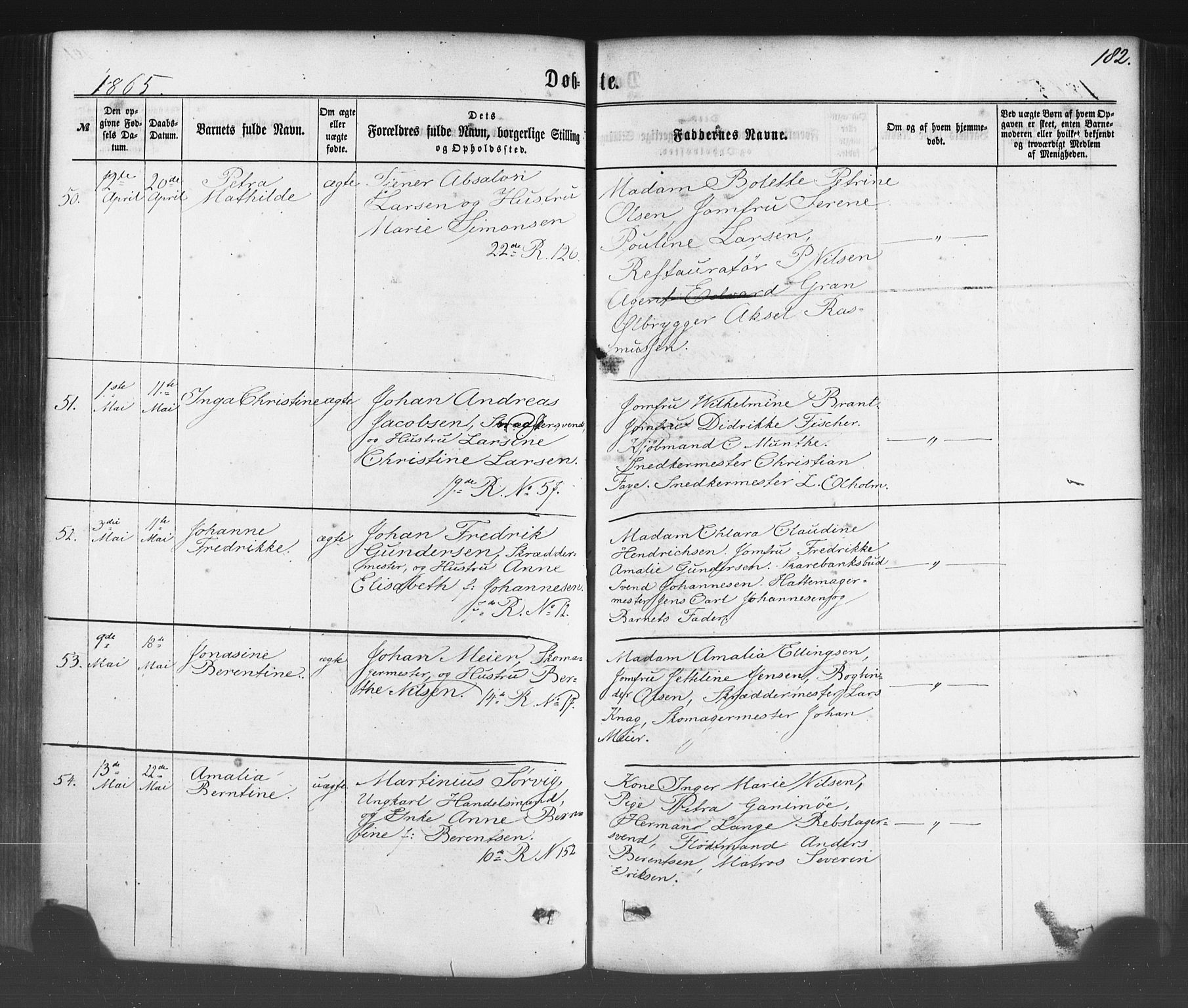 Fødselsstiftelsens sokneprestembete*, SAB/-: Parish register (official) no. A 1, 1863-1883, p. 182