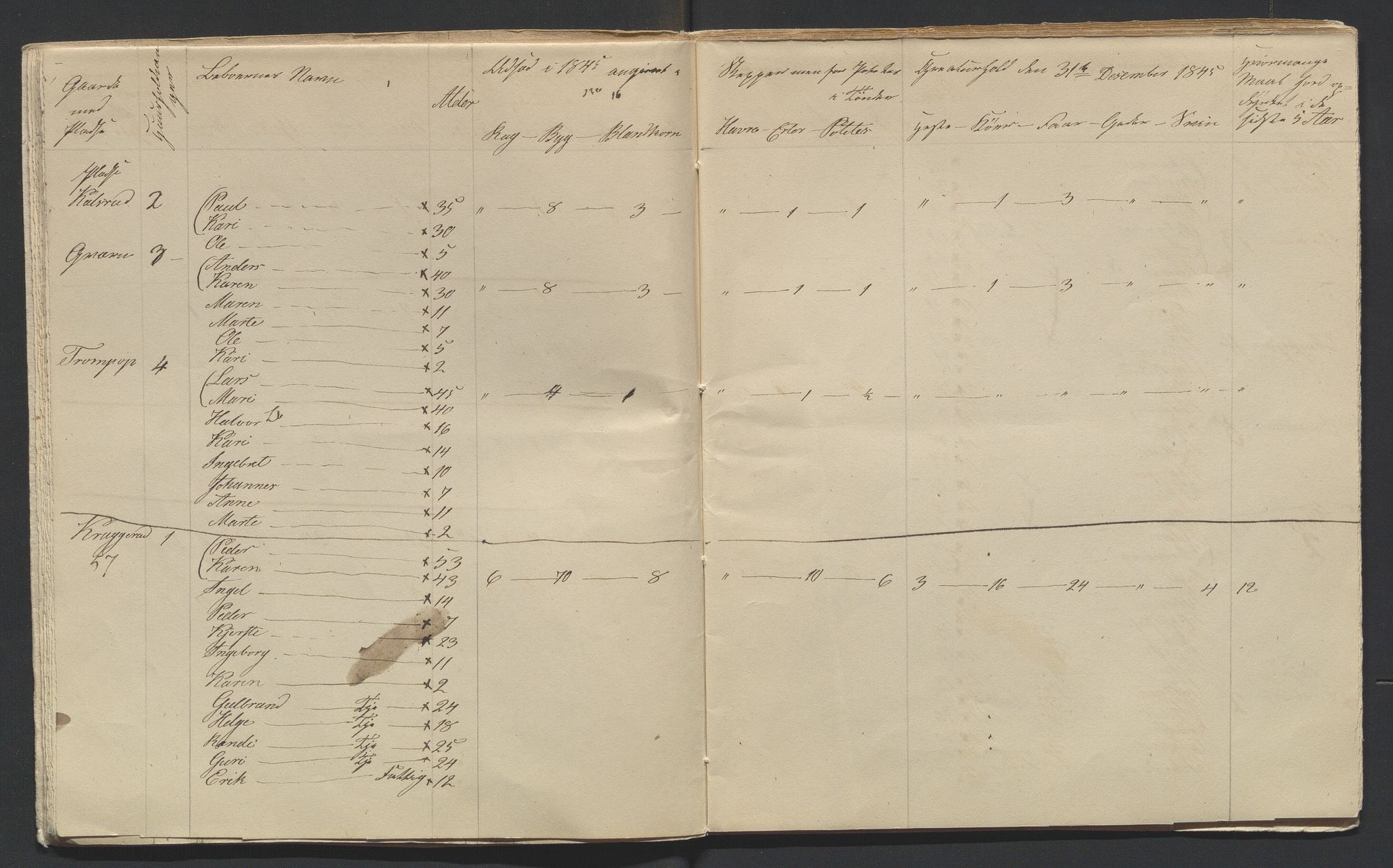 SAH, 1845 Census for Jevnaker parish, 1845, p. 9