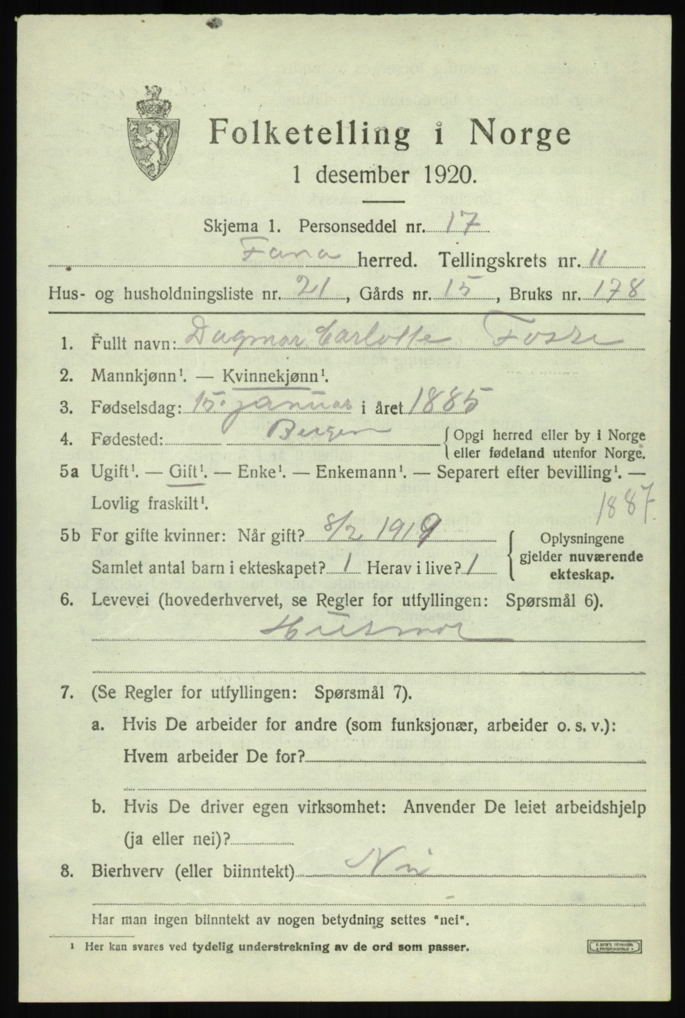 SAB, 1920 census for Fana, 1920, p. 18471