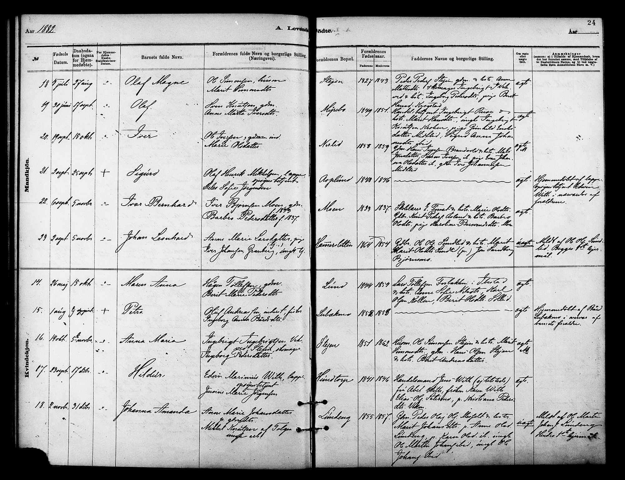 Målselv sokneprestembete, SATØ/S-1311/G/Ga/Gaa/L0009kirke: Parish register (official) no. 9, 1878-1889, p. 24
