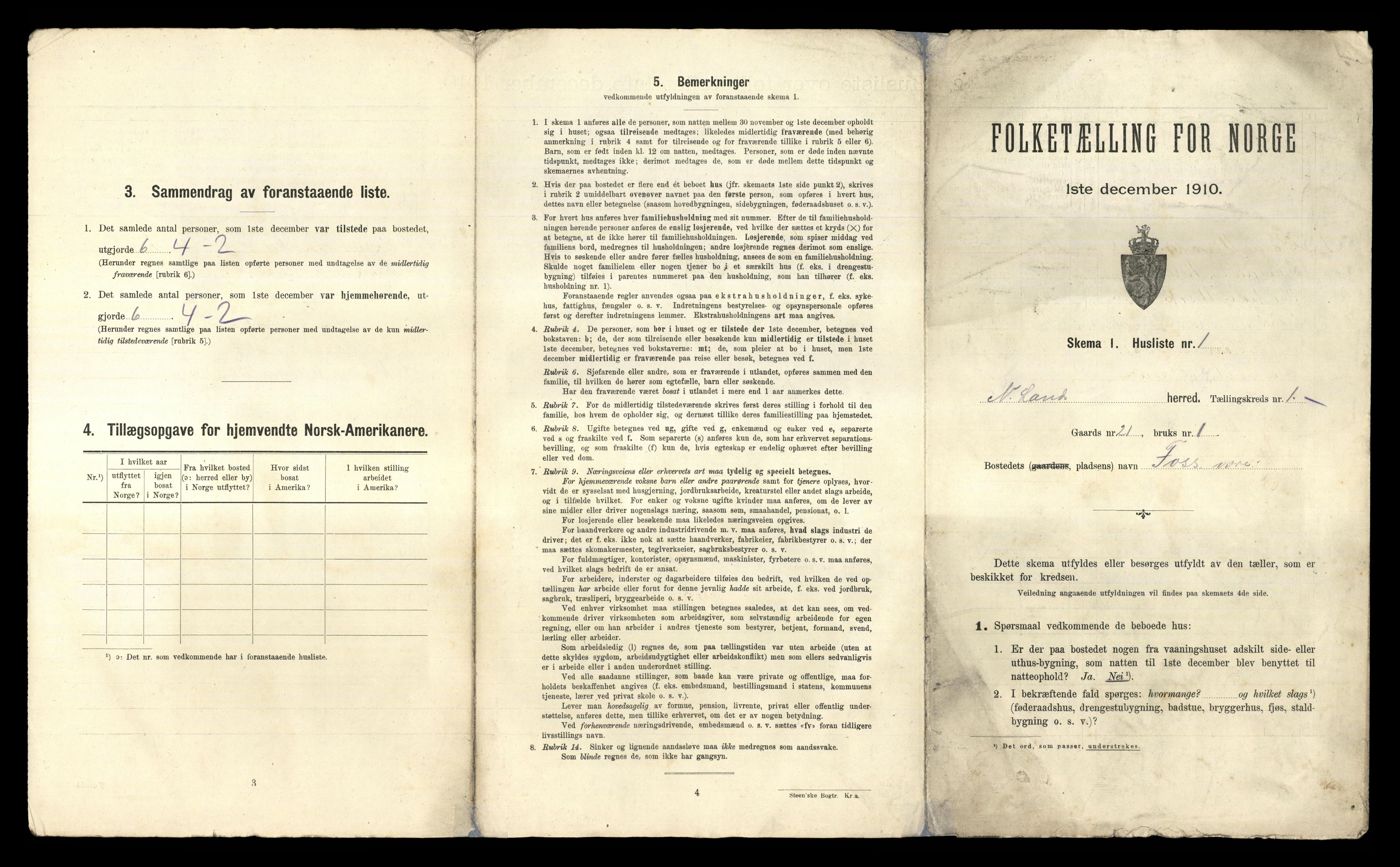 RA, 1910 census for Nordre Land, 1910, p. 59