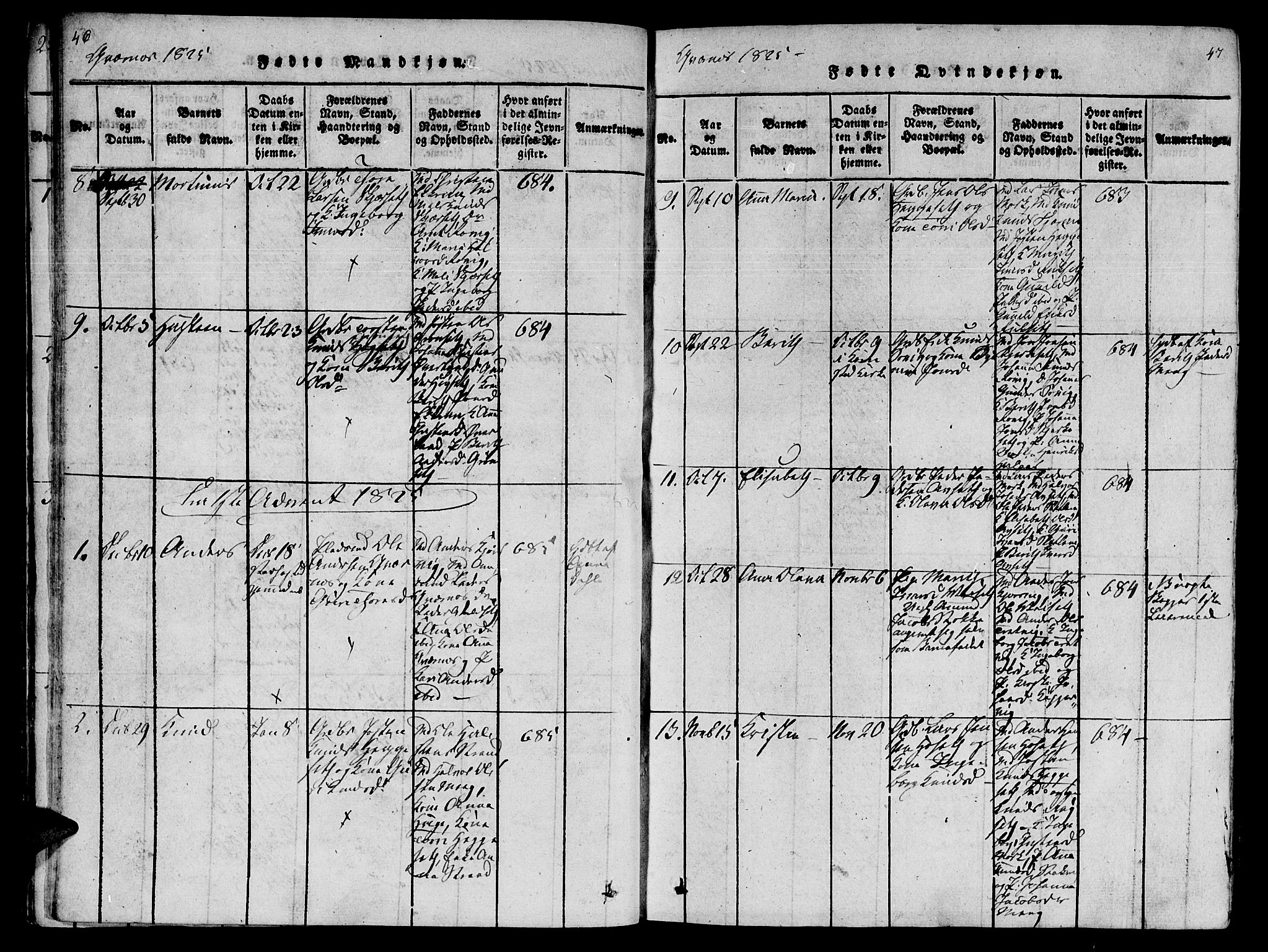 Ministerialprotokoller, klokkerbøker og fødselsregistre - Møre og Romsdal, AV/SAT-A-1454/568/L0800: Parish register (official) no. 568A09 /1, 1819-1830, p. 46-47