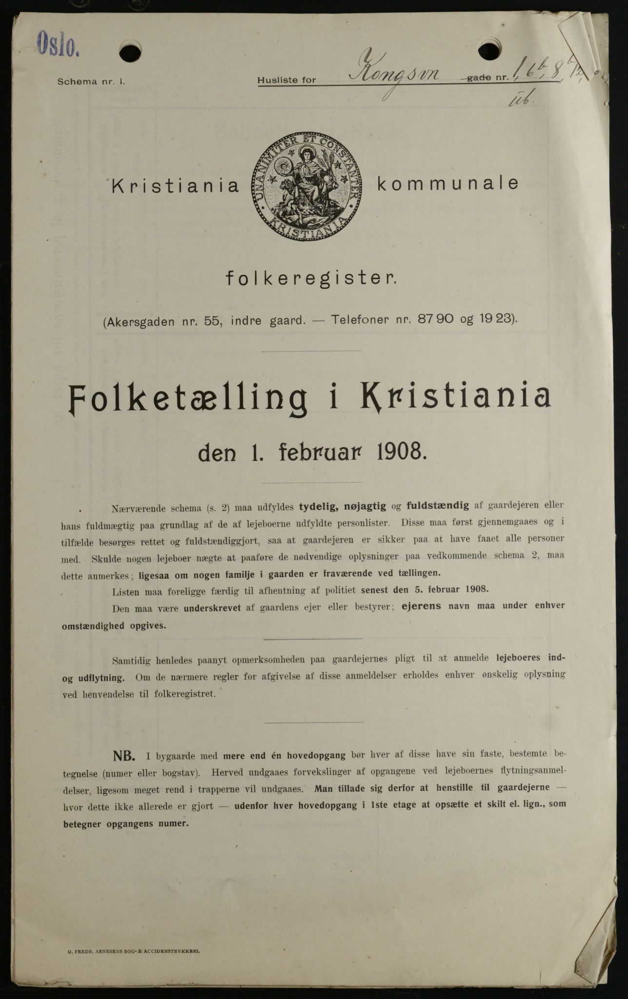 OBA, Municipal Census 1908 for Kristiania, 1908, p. 47453