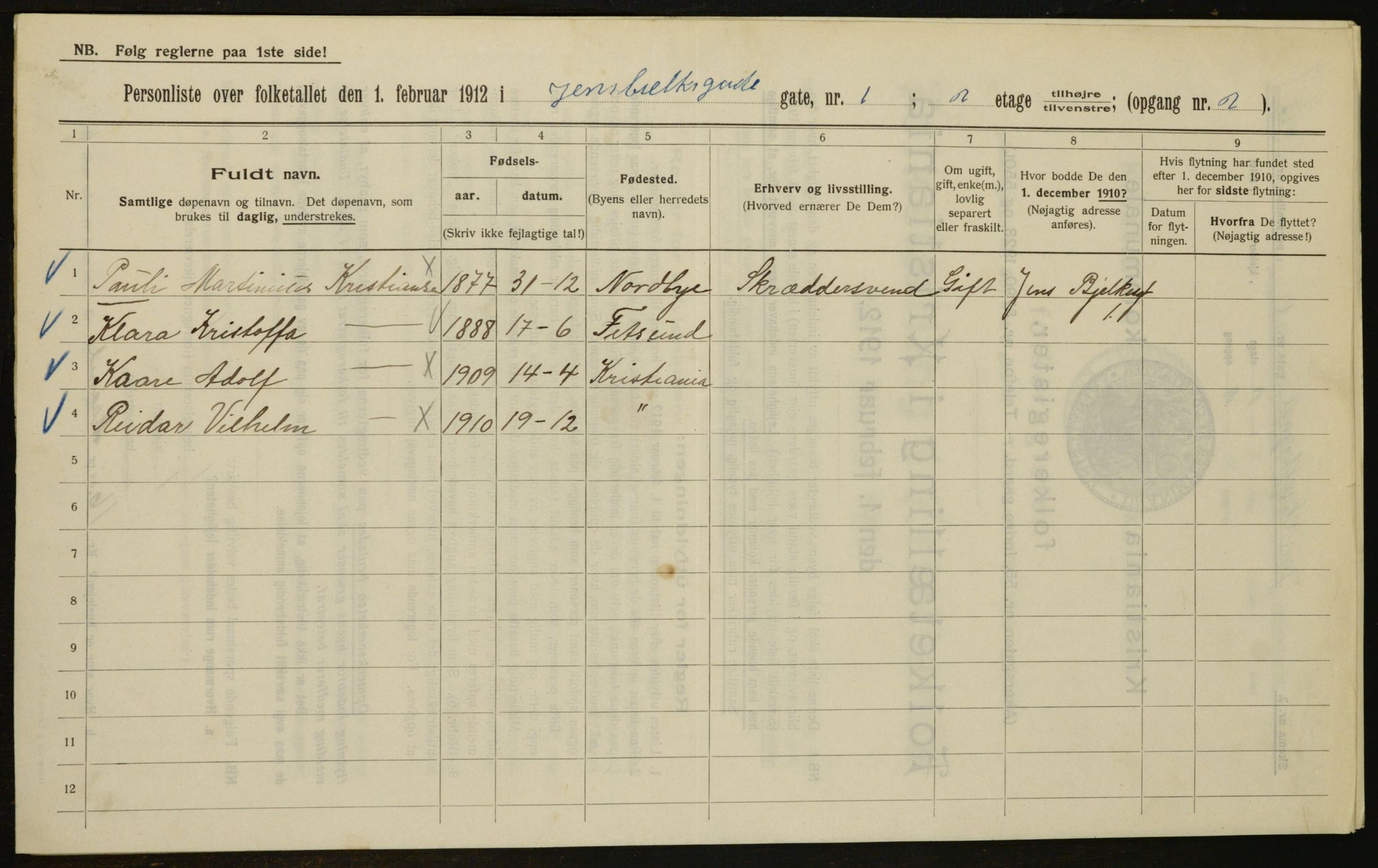 OBA, Municipal Census 1912 for Kristiania, 1912, p. 45821