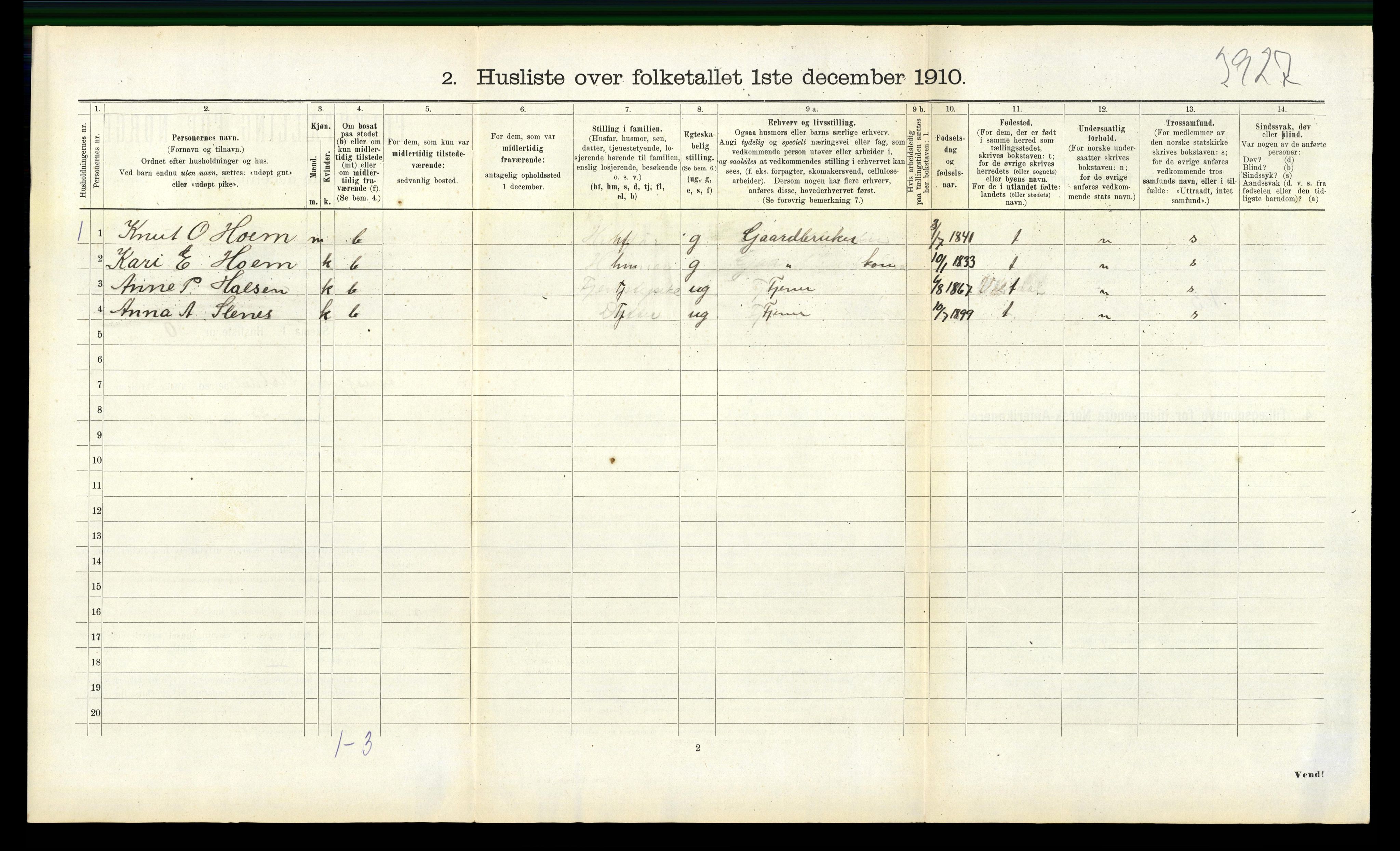 RA, 1910 census for Eresfjord og Vistdal, 1910, p. 224