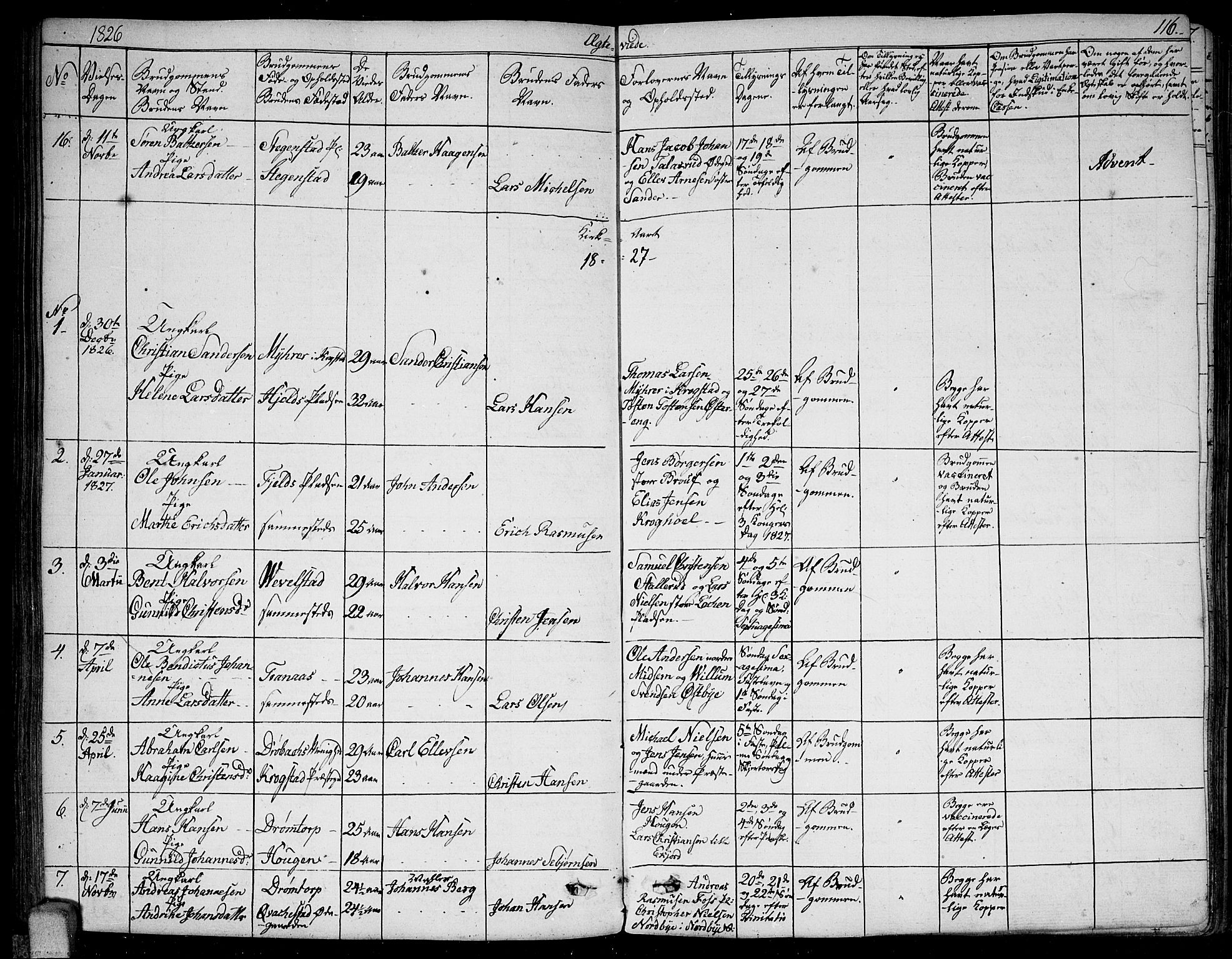 Kråkstad prestekontor Kirkebøker, SAO/A-10125a/F/Fa/L0004: Parish register (official) no. I 4, 1825-1837, p. 116