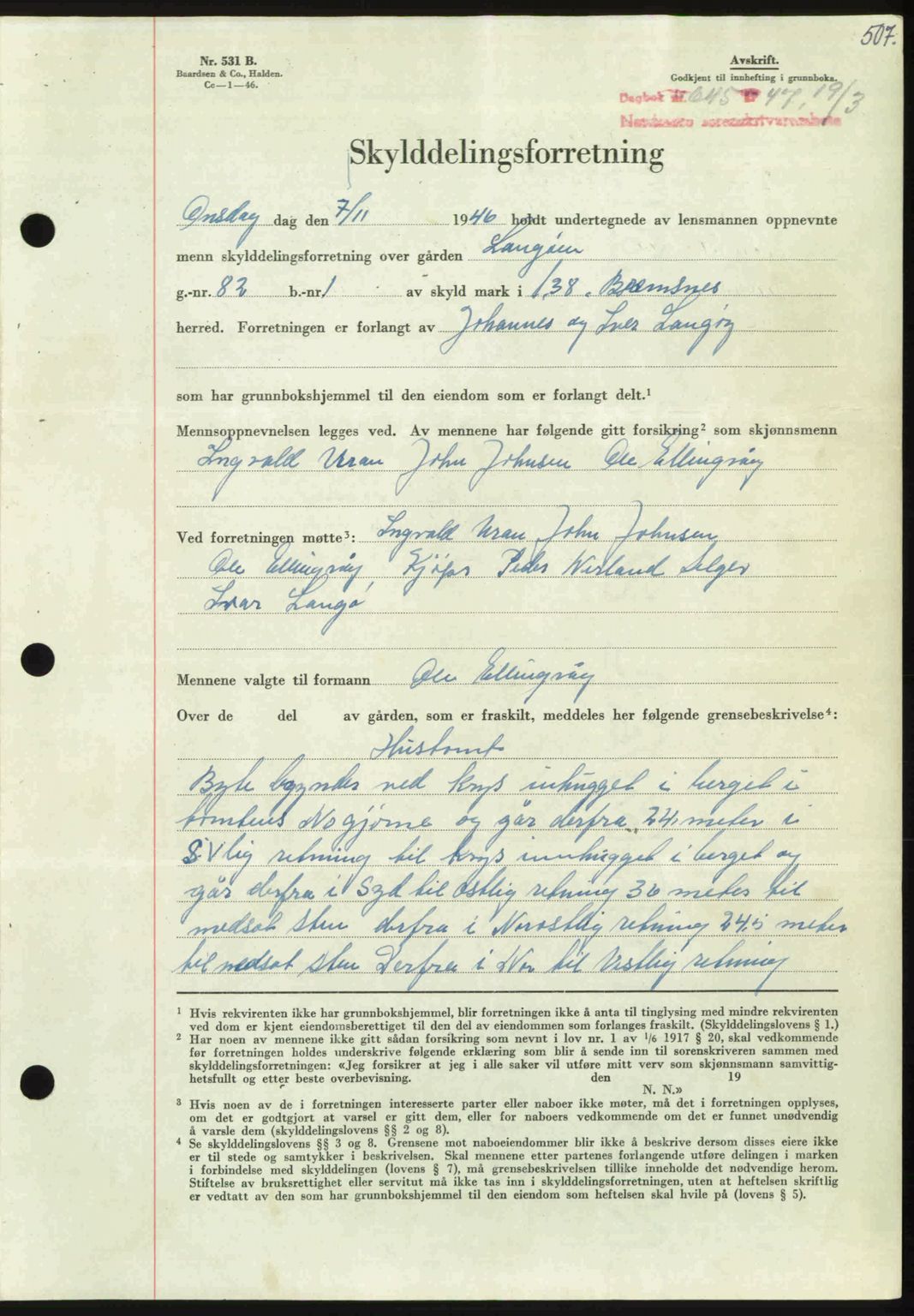 Nordmøre sorenskriveri, AV/SAT-A-4132/1/2/2Ca: Mortgage book no. A104, 1947-1947, Diary no: : 645/1947