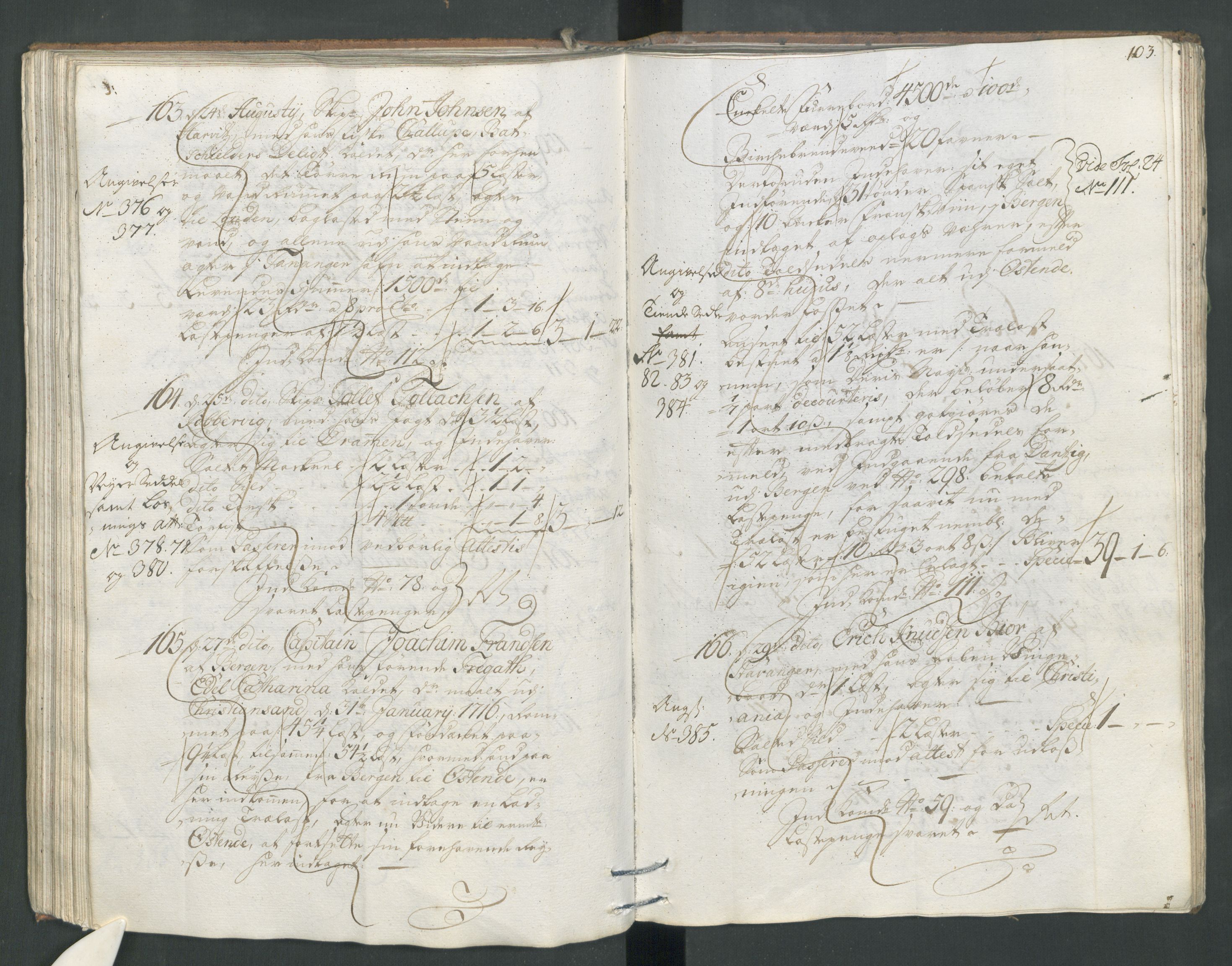 Generaltollkammeret, tollregnskaper, AV/RA-EA-5490/R22/L0011/0001: Tollregnskaper Stavanger / Hovedtollbok, 1731, p. 102b-103a