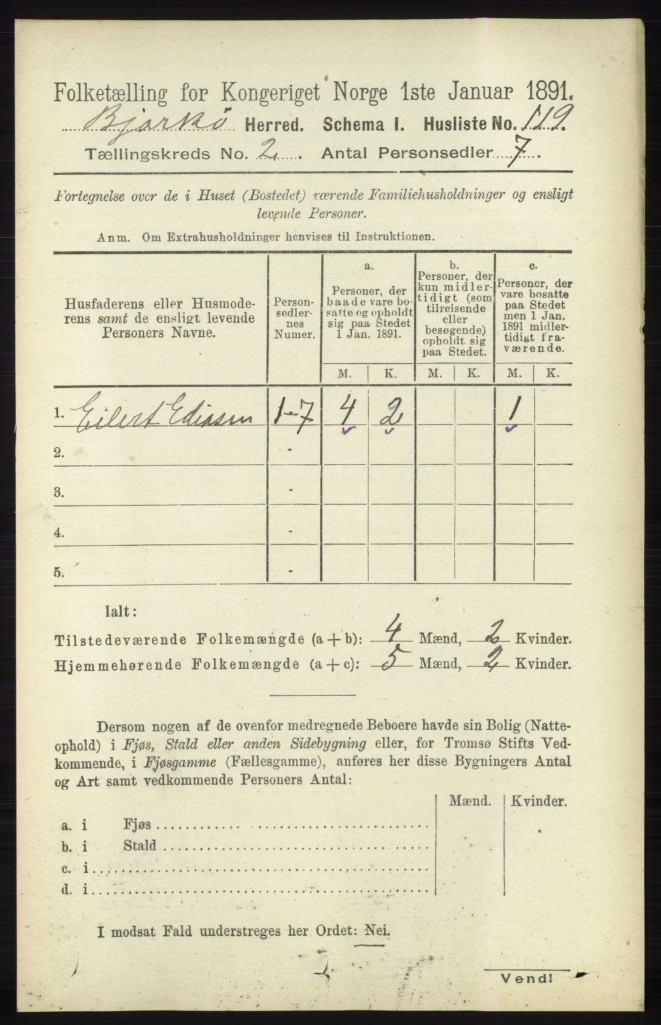 RA, 1891 census for 1915 Bjarkøy, 1891, p. 685