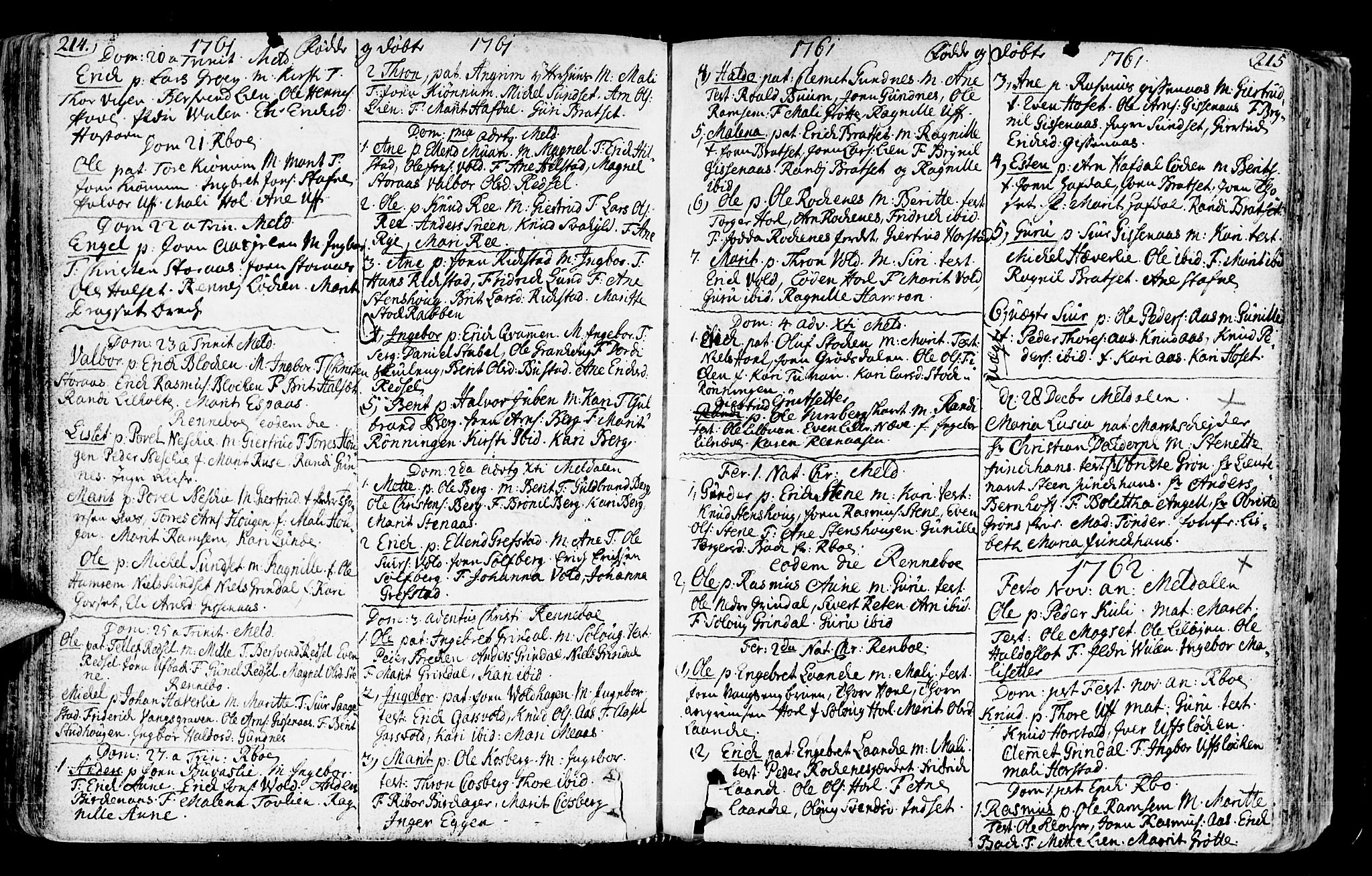 Ministerialprotokoller, klokkerbøker og fødselsregistre - Sør-Trøndelag, SAT/A-1456/672/L0851: Parish register (official) no. 672A04, 1751-1775, p. 214-215