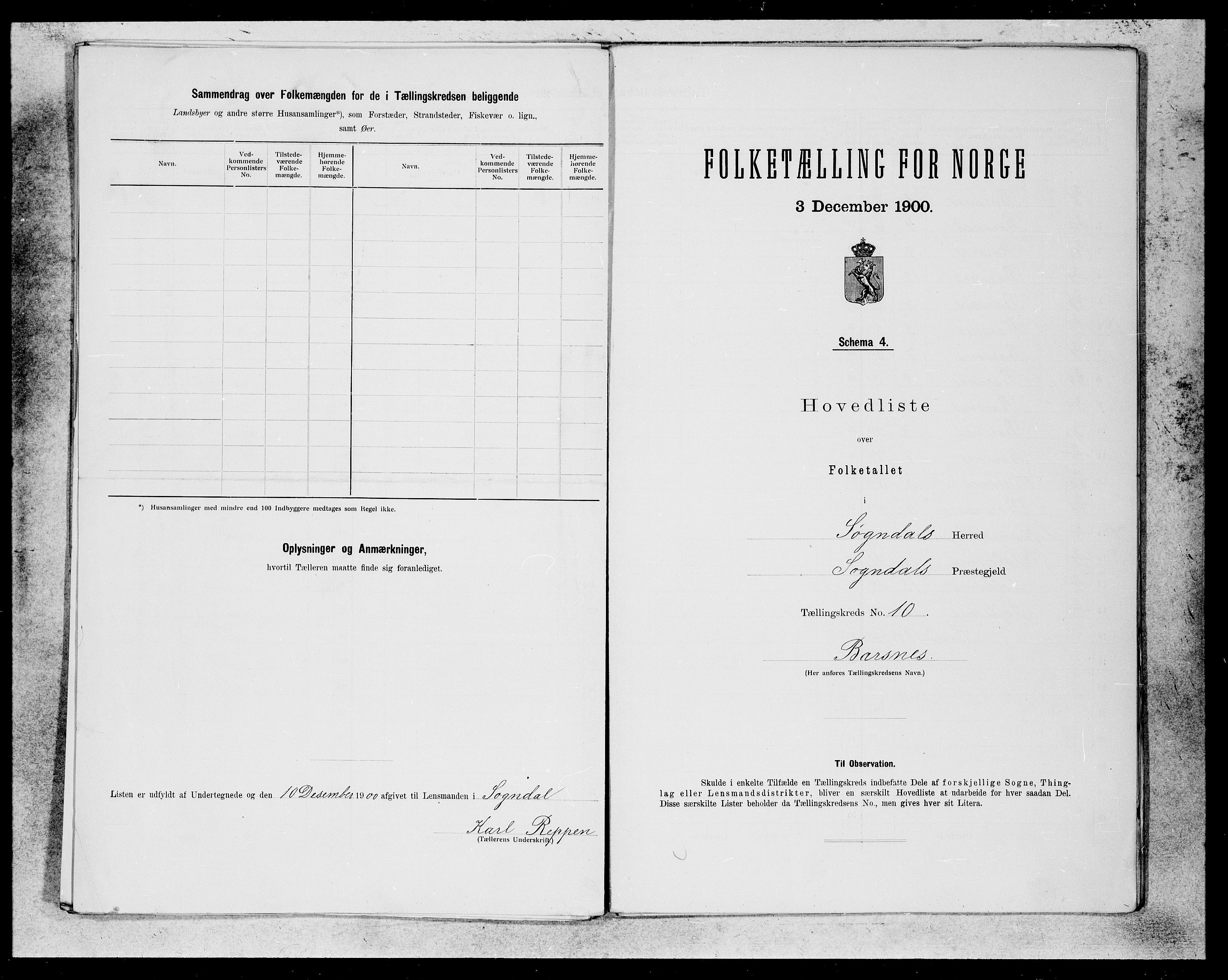 SAB, 1900 census for Sogndal, 1900, p. 19