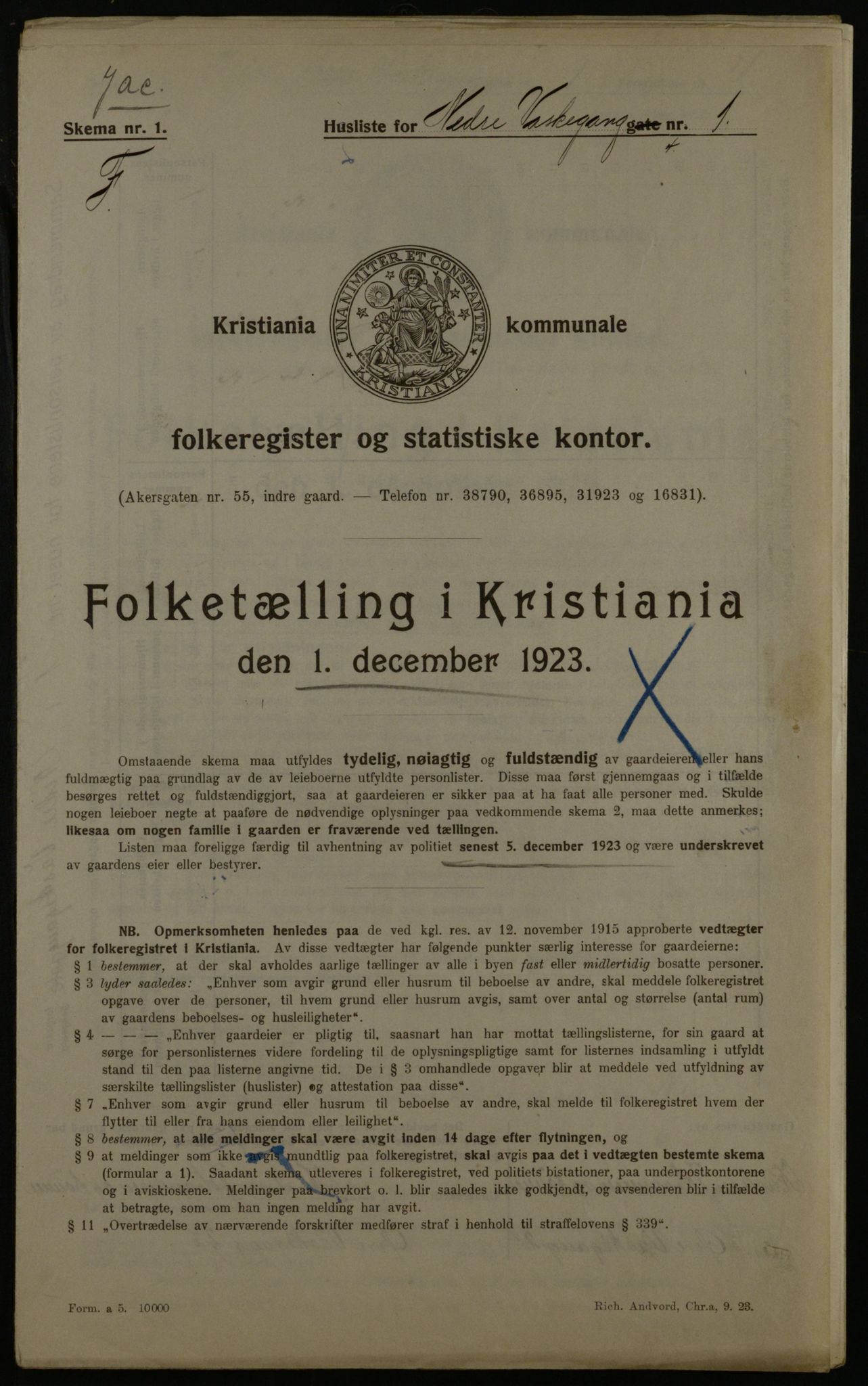 OBA, Municipal Census 1923 for Kristiania, 1923, p. 76534