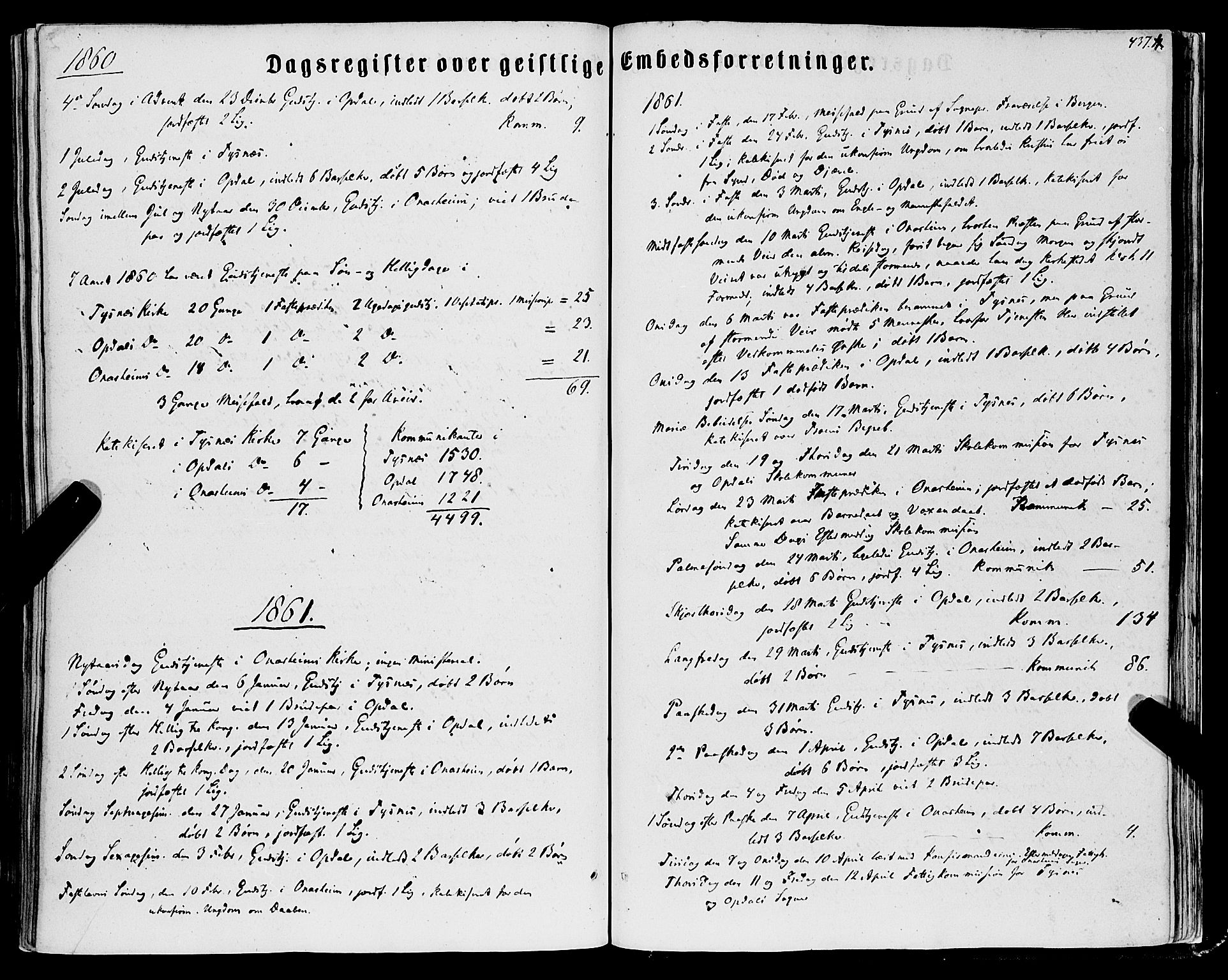 Tysnes sokneprestembete, AV/SAB-A-78601/H/Haa: Parish register (official) no. A 11, 1860-1871, p. 437