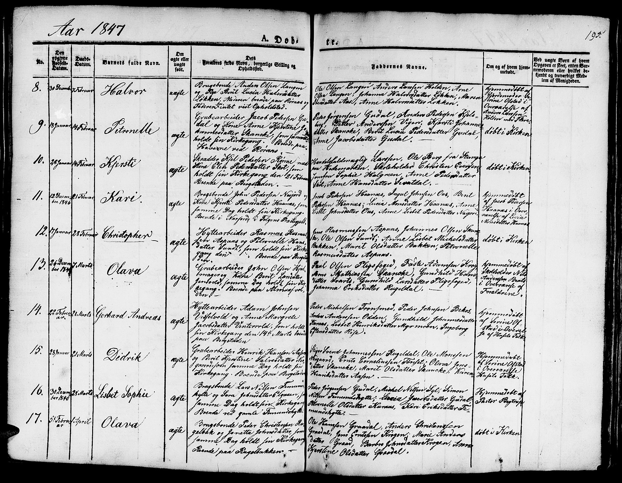Ministerialprotokoller, klokkerbøker og fødselsregistre - Sør-Trøndelag, SAT/A-1456/681/L0938: Parish register (copy) no. 681C02, 1829-1879, p. 195