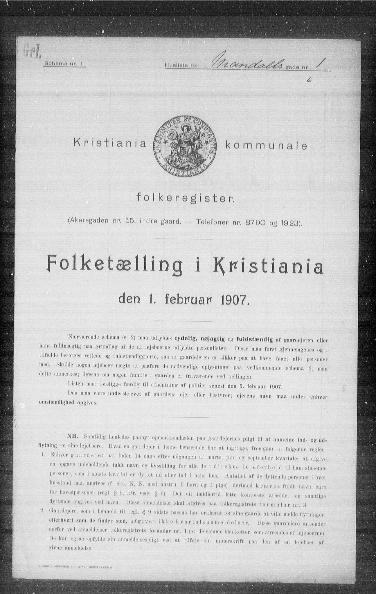 OBA, Municipal Census 1907 for Kristiania, 1907, p. 30660