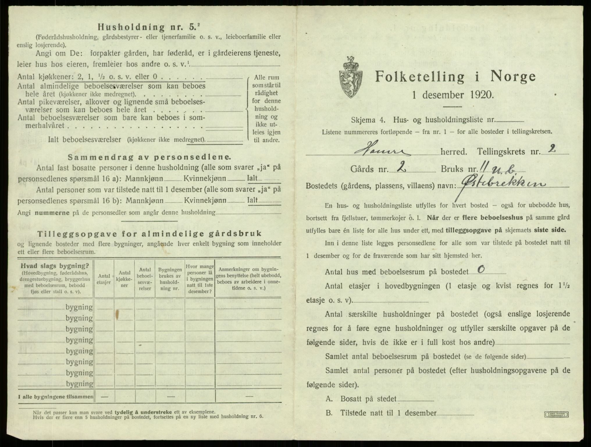 SAB, 1920 census for Hamre, 1920, p. 197