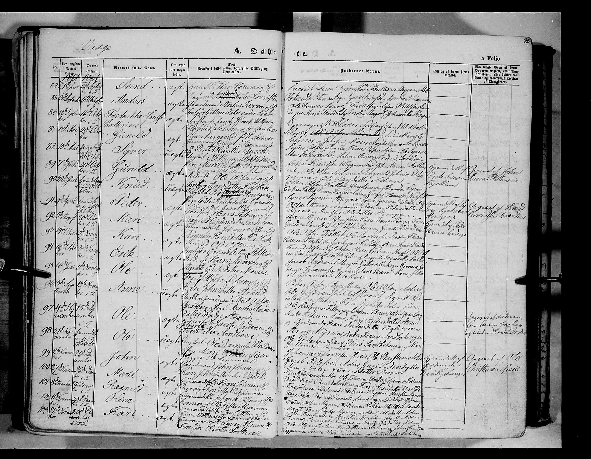 Vågå prestekontor, SAH/PREST-076/H/Ha/Haa/L0006: Parish register (official) no. 6 /1, 1856-1872, p. 32