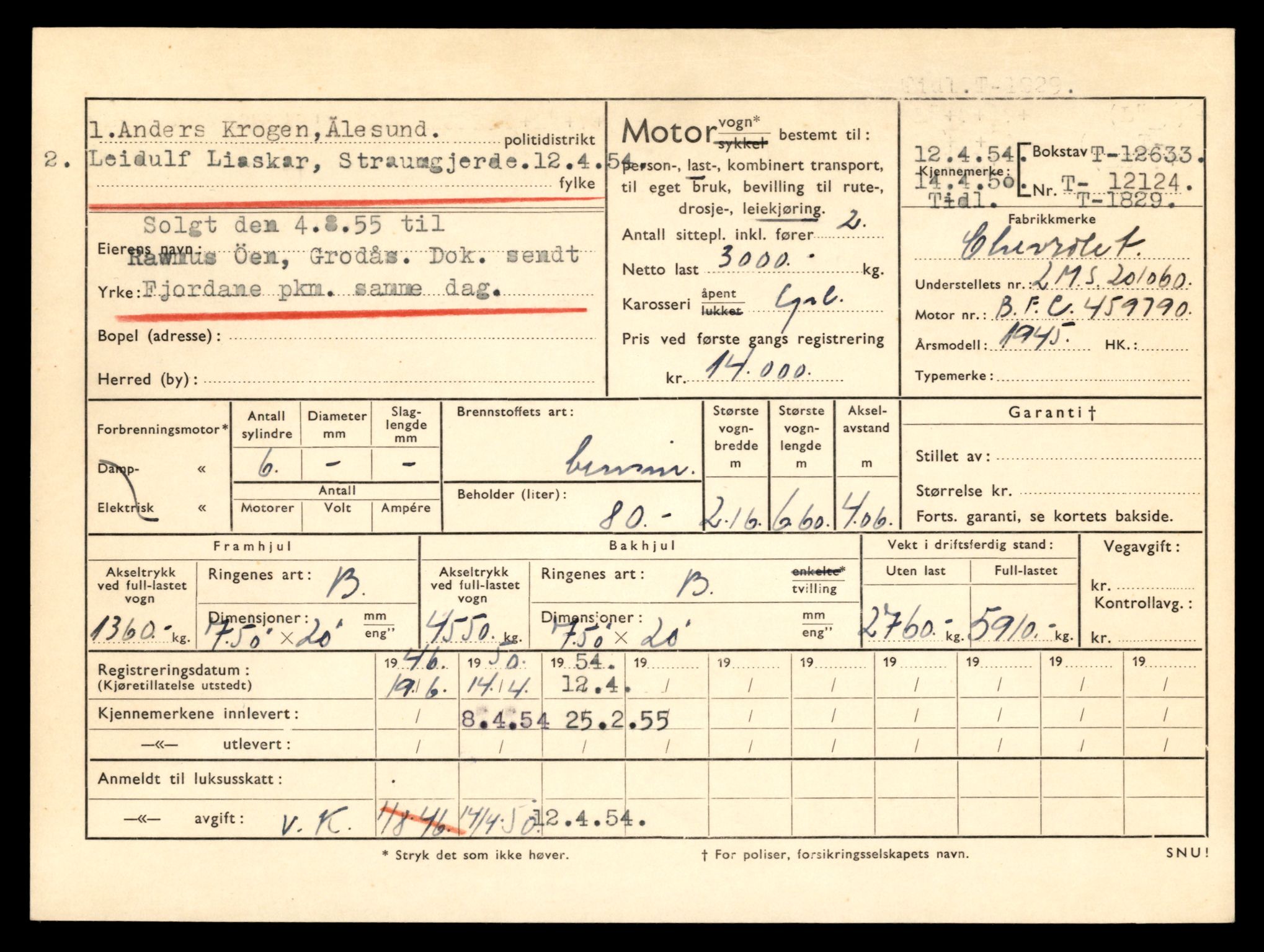 Møre og Romsdal vegkontor - Ålesund trafikkstasjon, AV/SAT-A-4099/F/Fe/L0034: Registreringskort for kjøretøy T 12500 - T 12652, 1927-1998, p. 2626