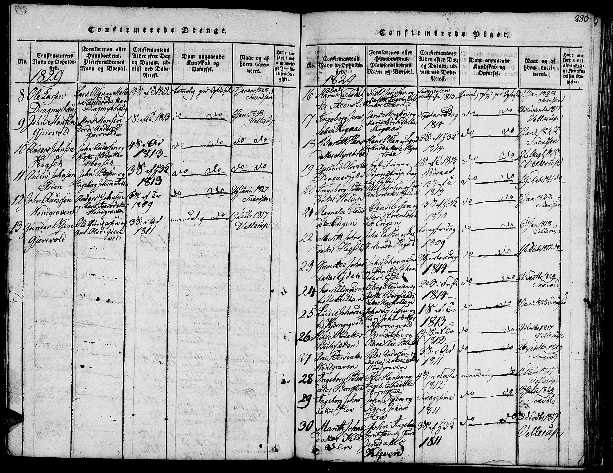 Ministerialprotokoller, klokkerbøker og fødselsregistre - Sør-Trøndelag, SAT/A-1456/685/L0956: Parish register (official) no. 685A03 /3, 1817-1829, p. 280