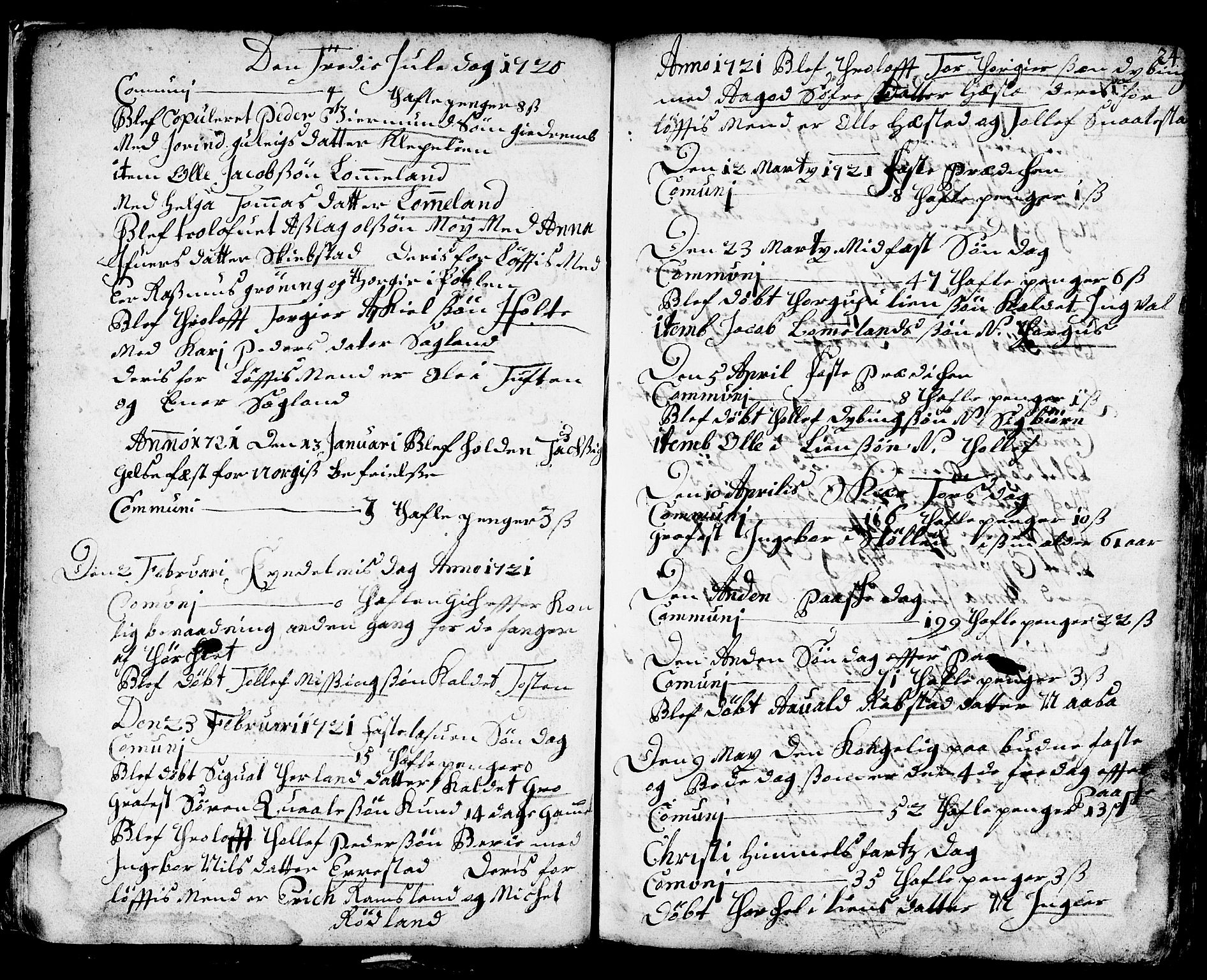 Helleland sokneprestkontor, AV/SAST-A-101810: Parish register (official) no. A 1 /1, 1713-1761, p. 24