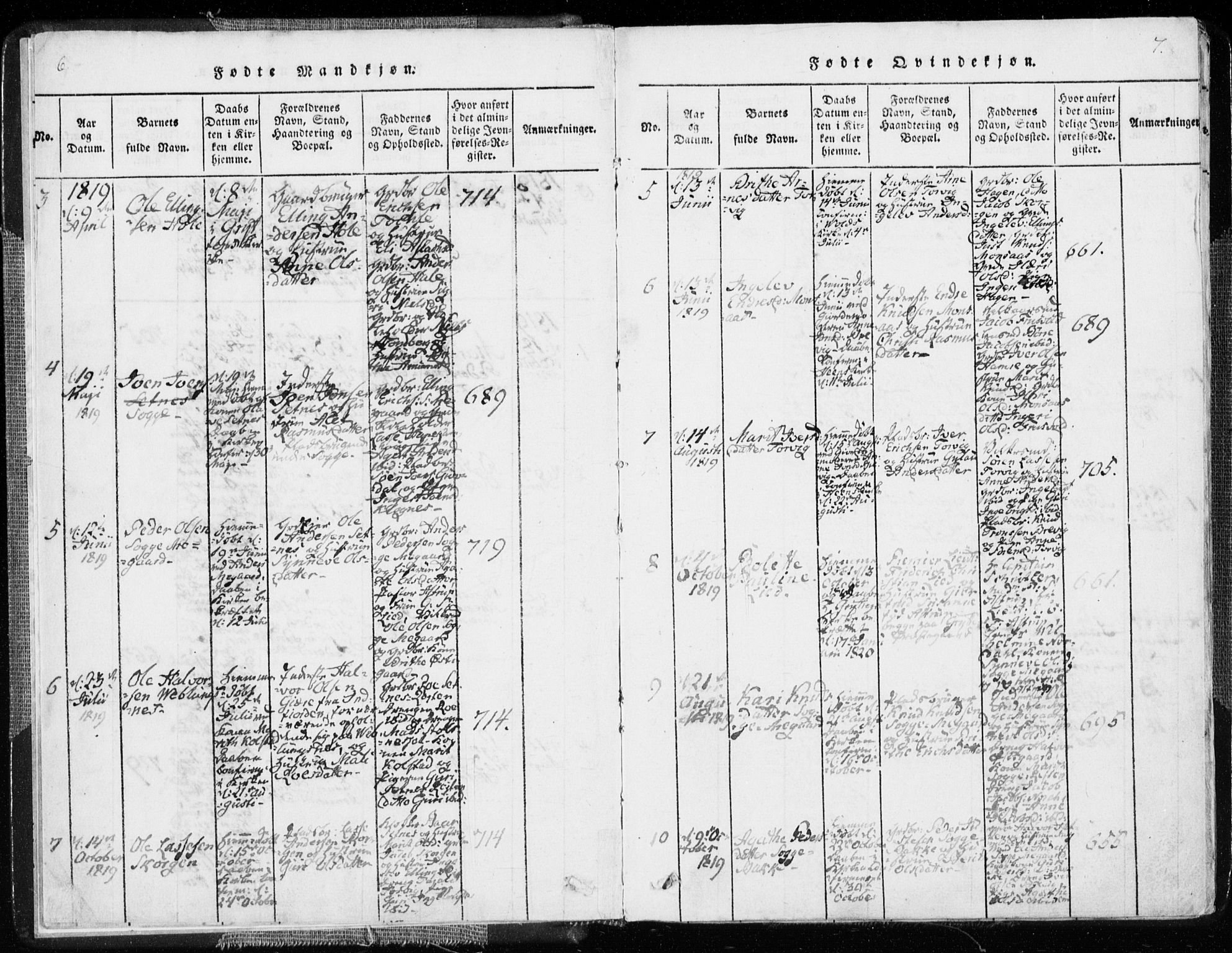 Ministerialprotokoller, klokkerbøker og fødselsregistre - Møre og Romsdal, SAT/A-1454/544/L0571: Parish register (official) no. 544A04, 1818-1853, p. 6-7
