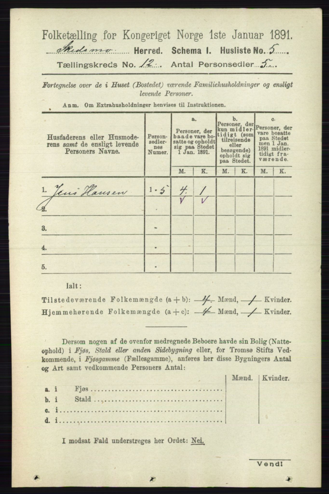 RA, 1891 census for 0231 Skedsmo, 1891, p. 6693