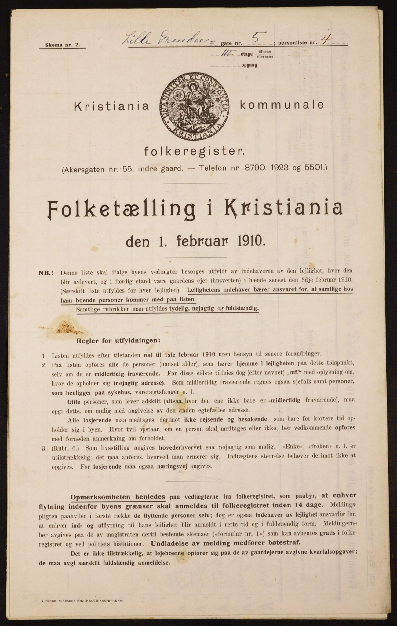 OBA, Municipal Census 1910 for Kristiania, 1910, p. 55570