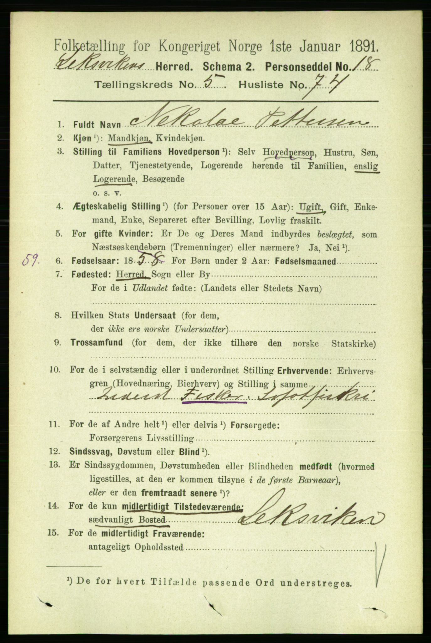 RA, 1891 census for 1718 Leksvik, 1891, p. 3093