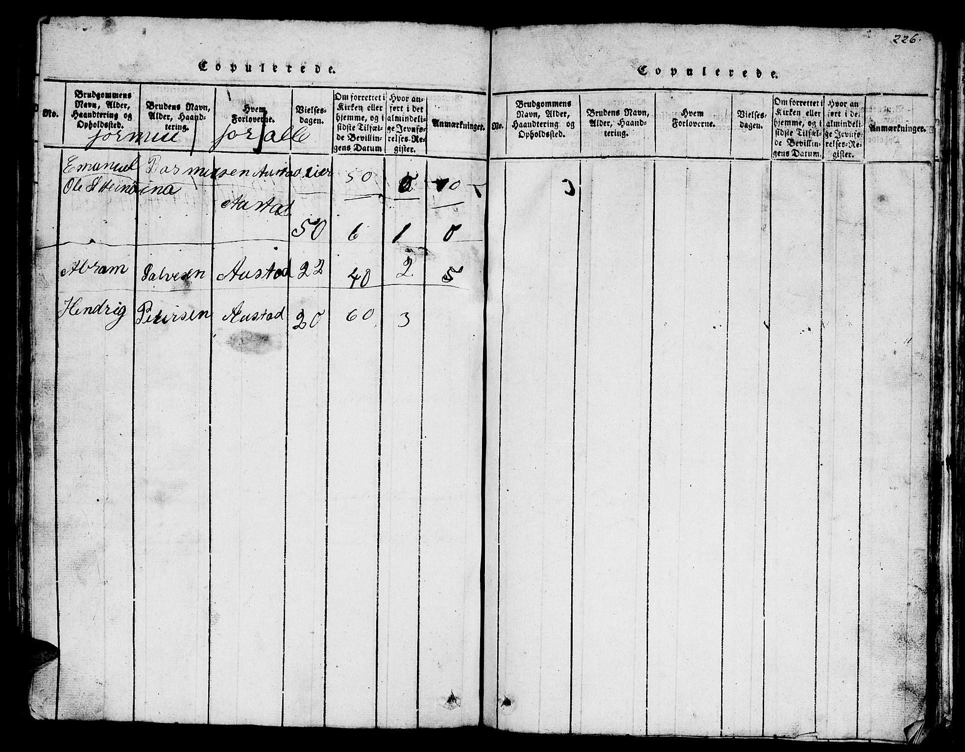 Lyngdal sokneprestkontor, SAK/1111-0029/F/Fb/Fba/L0001: Parish register (copy) no. B 1, 1816-1876, p. 226