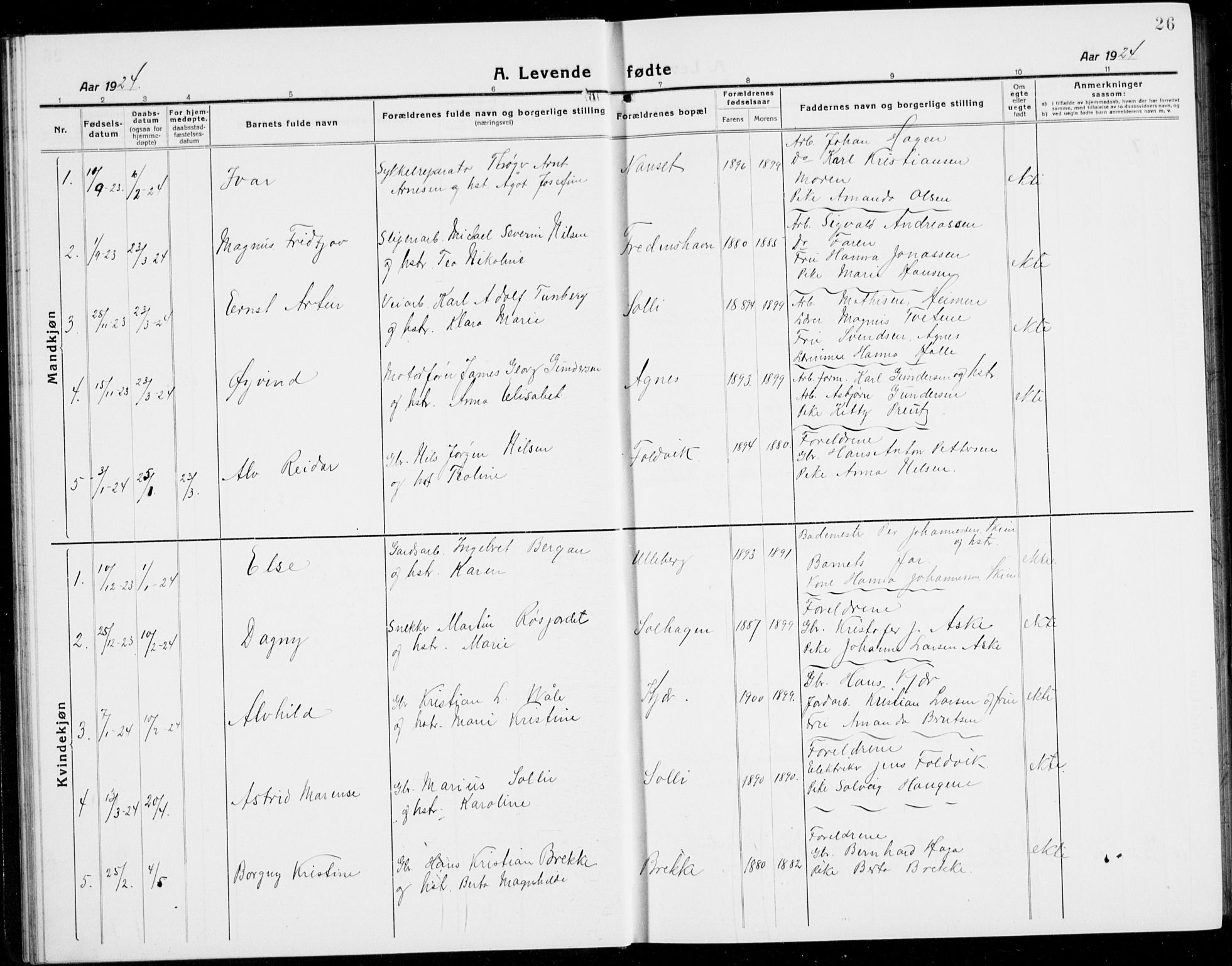 Brunlanes kirkebøker, SAKO/A-342/G/Ga/L0005: Parish register (copy) no. I 5, 1918-1941, p. 26