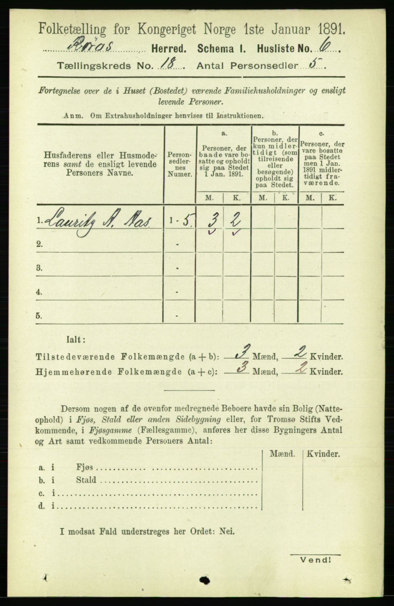 RA, 1891 census for 1640 Røros, 1891, p. 4806