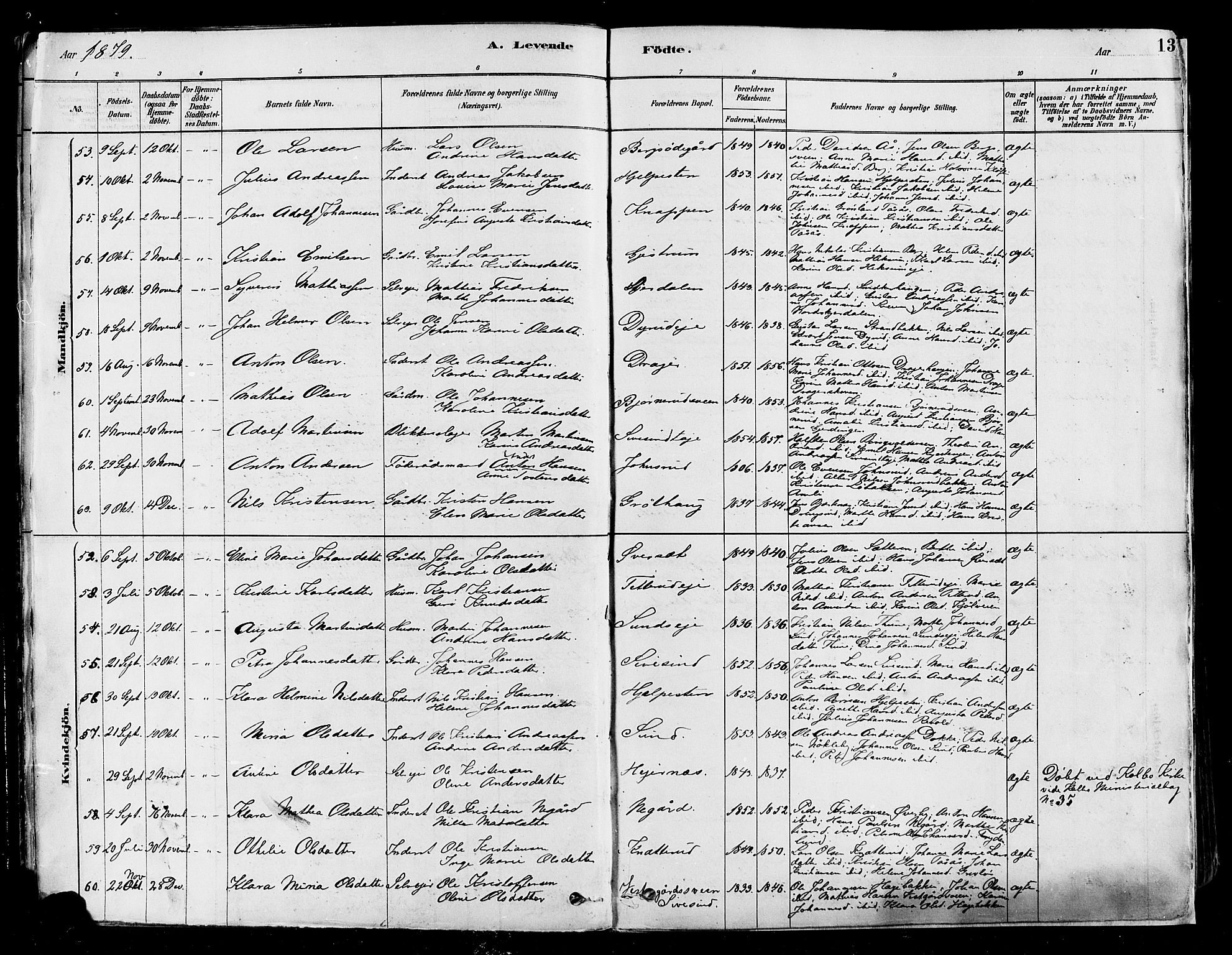 Vestre Toten prestekontor, AV/SAH-PREST-108/H/Ha/Haa/L0009: Parish register (official) no. 9, 1878-1894, p. 13