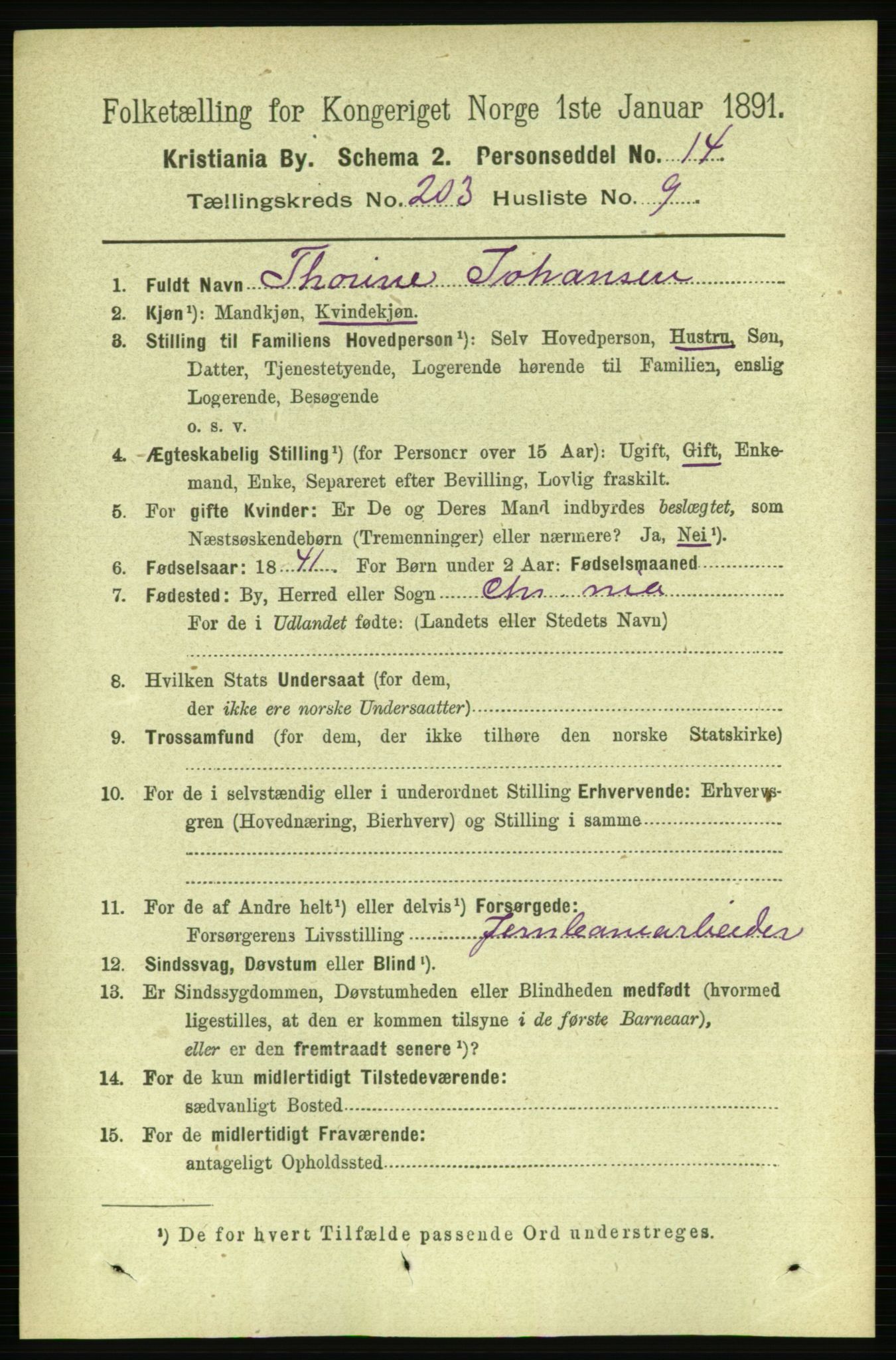 RA, 1891 census for 0301 Kristiania, 1891, p. 122208