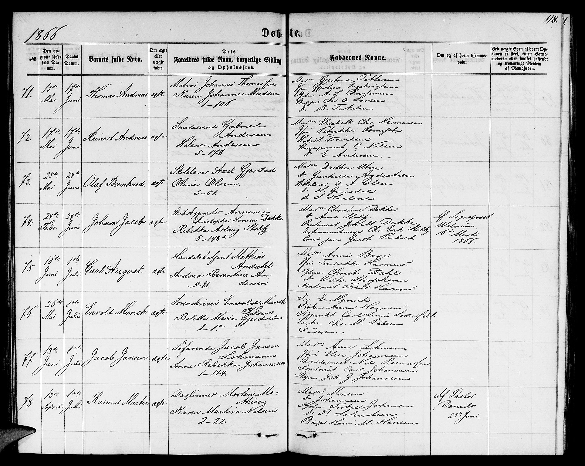 Nykirken Sokneprestembete, SAB/A-77101/H/Hab: Parish register (copy) no. B 2, 1859-1868, p. 118