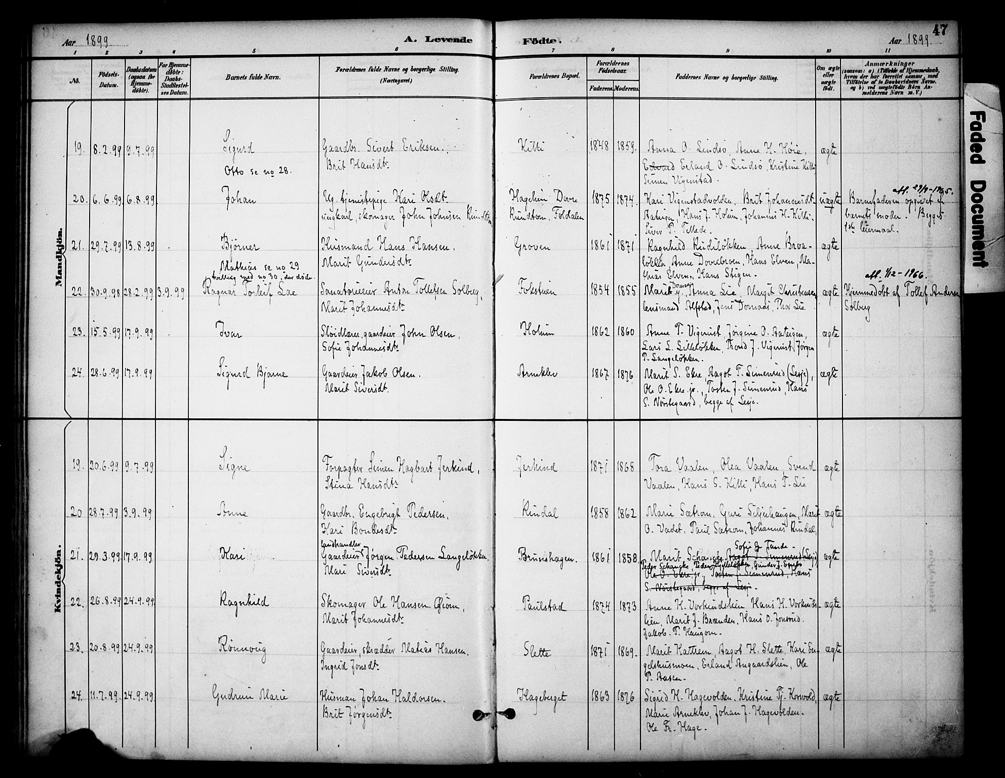 Dovre prestekontor, AV/SAH-PREST-066/H/Ha/Haa/L0003: Parish register (official) no. 3, 1891-1901, p. 47