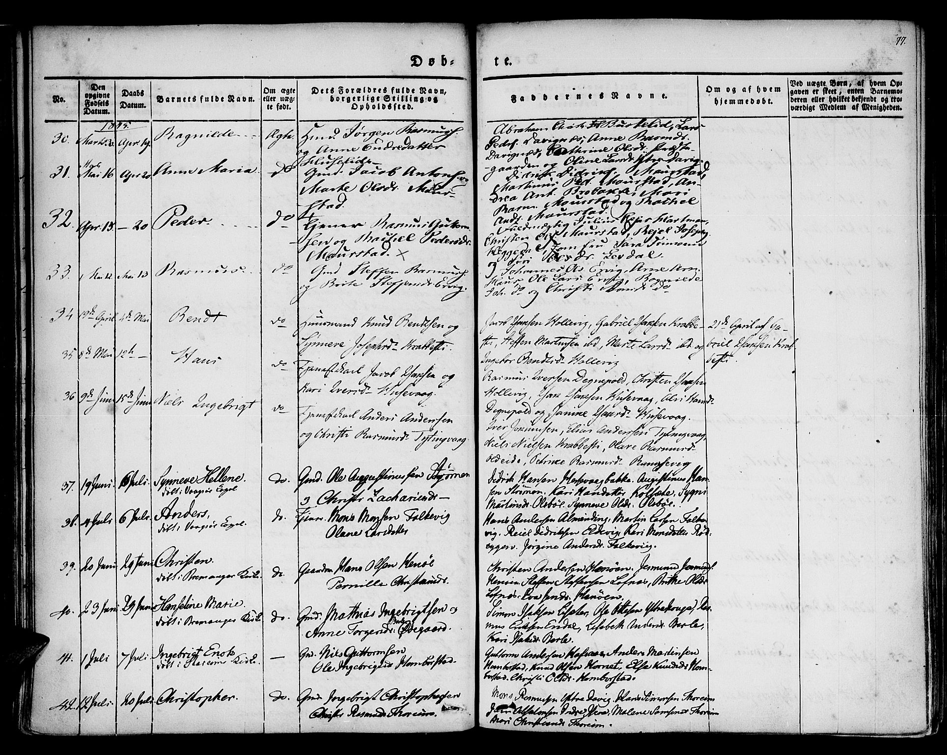 Davik sokneprestembete, AV/SAB-A-79701/H/Haa/Haaa/L0004: Parish register (official) no. A 4, 1830-1849, p. 77