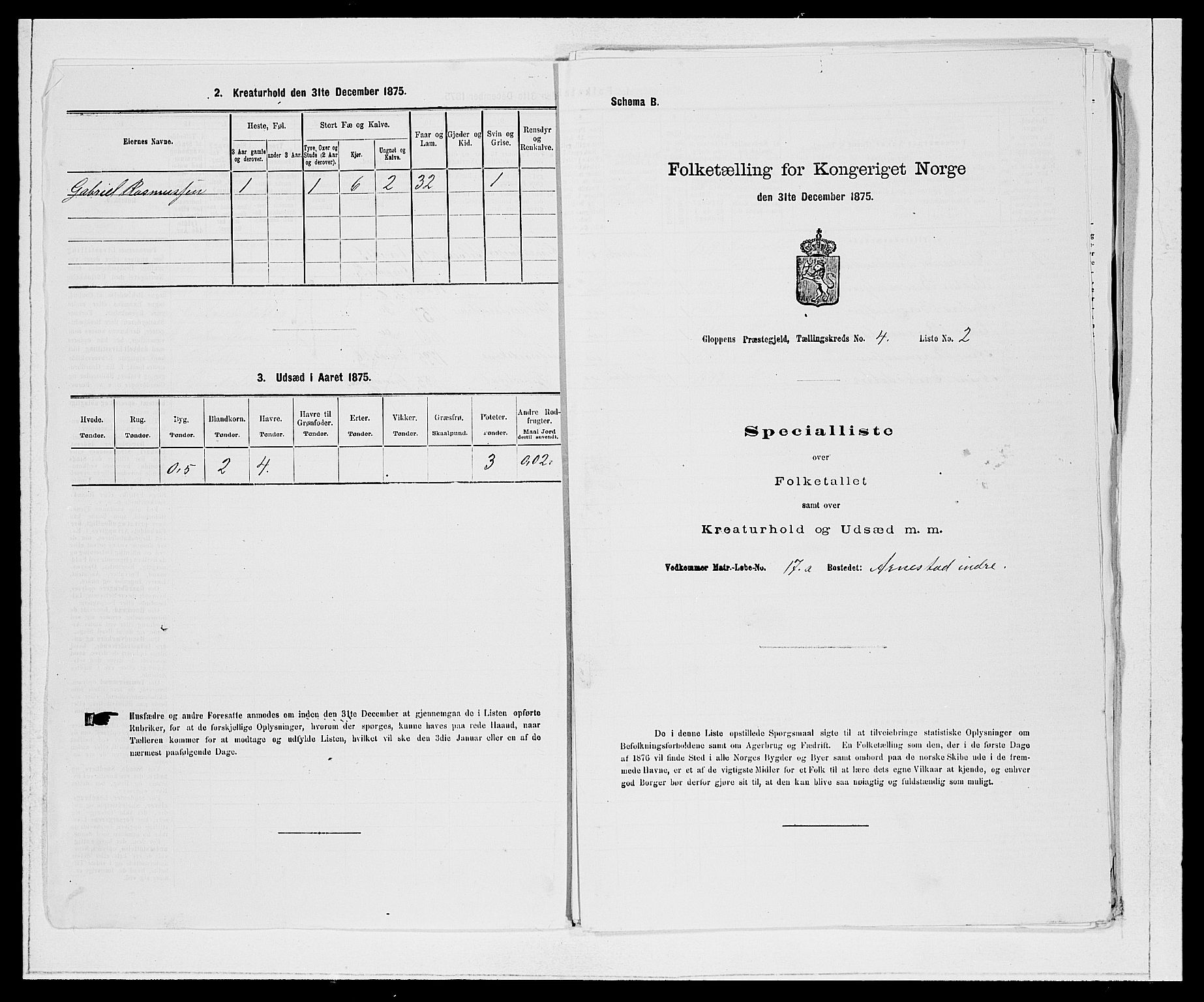 SAB, 1875 Census for 1445P Gloppen, 1875, p. 429