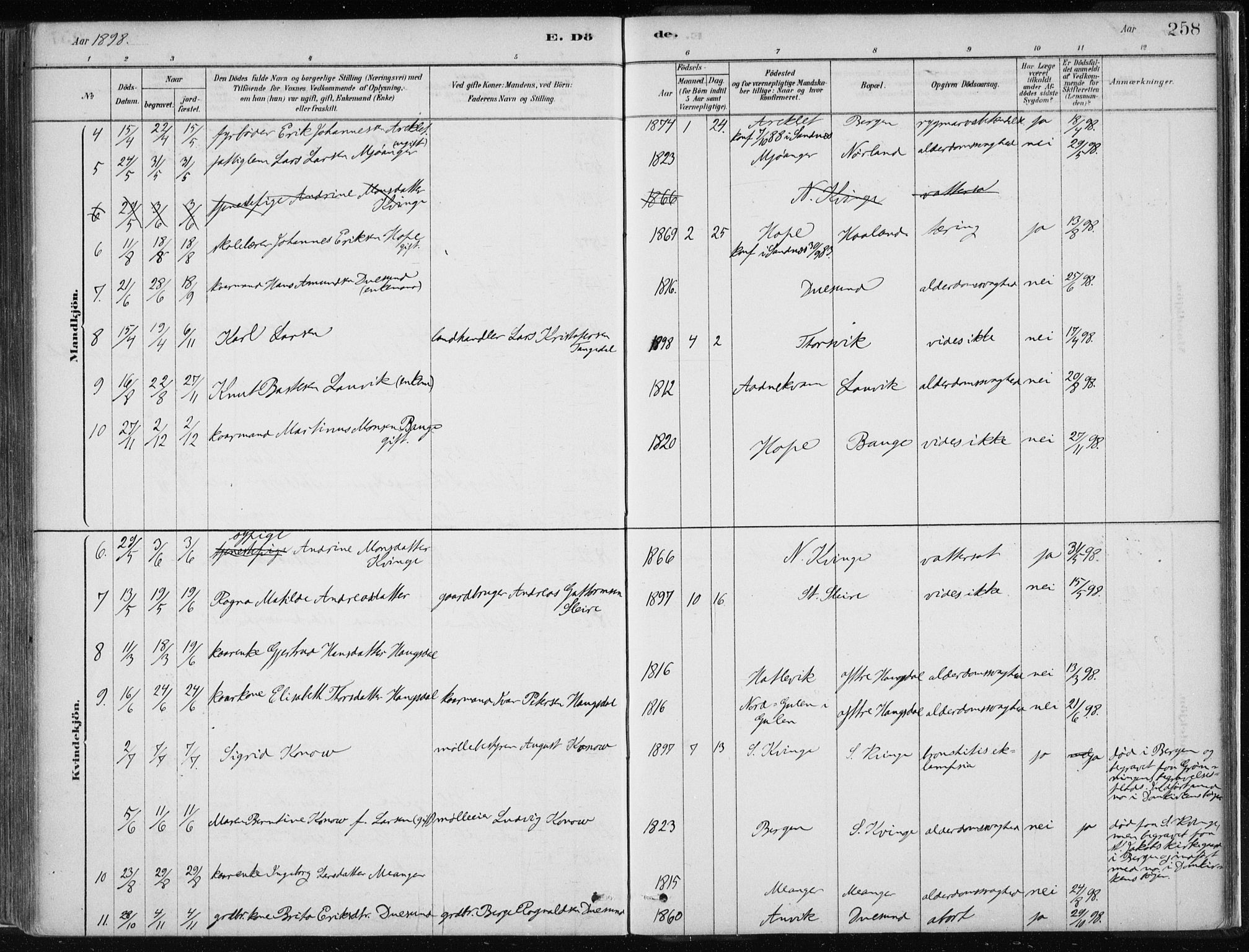 Masfjorden Sokneprestembete, SAB/A-77001: Parish register (official) no. B  1, 1876-1899, p. 258