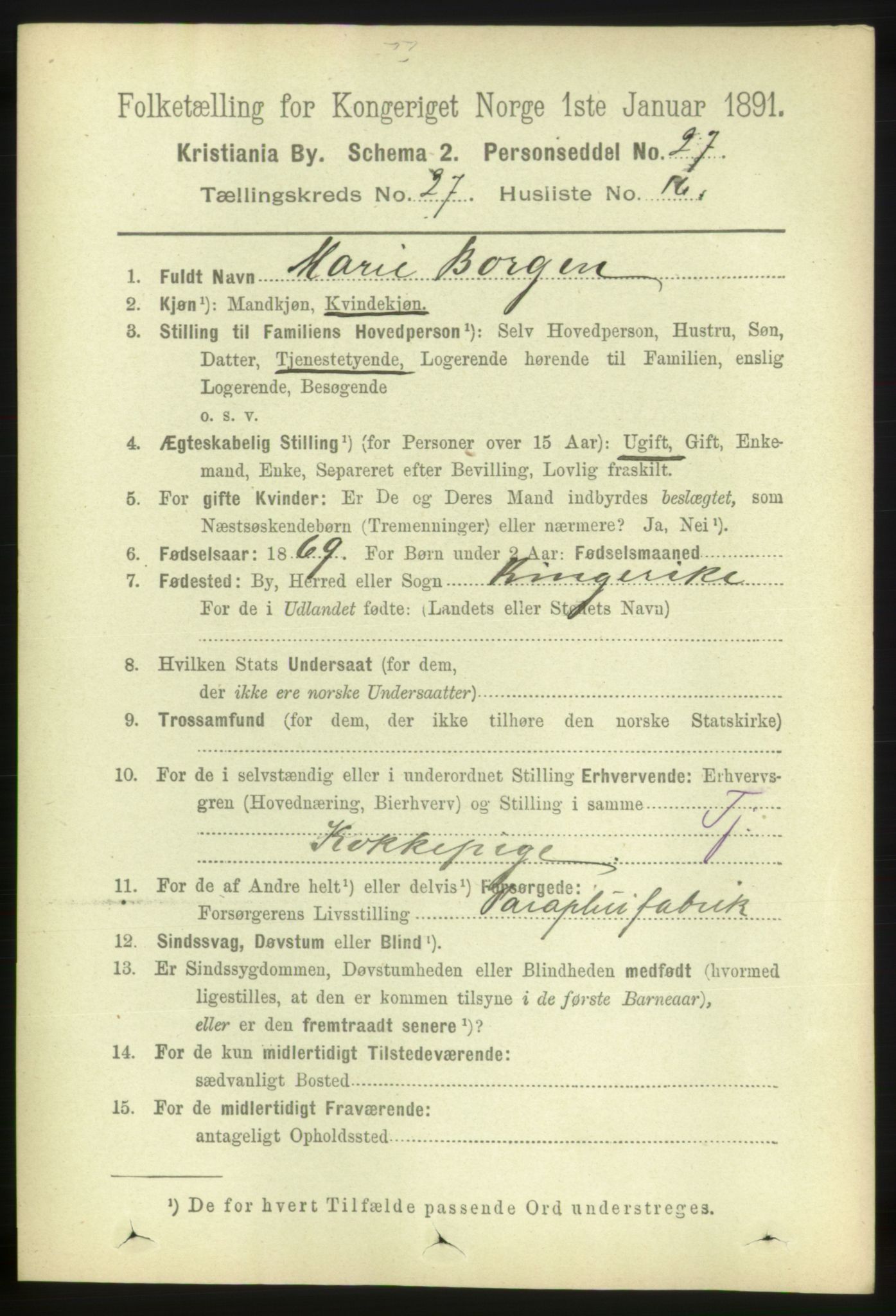 RA, 1891 census for 0301 Kristiania, 1891, p. 14170