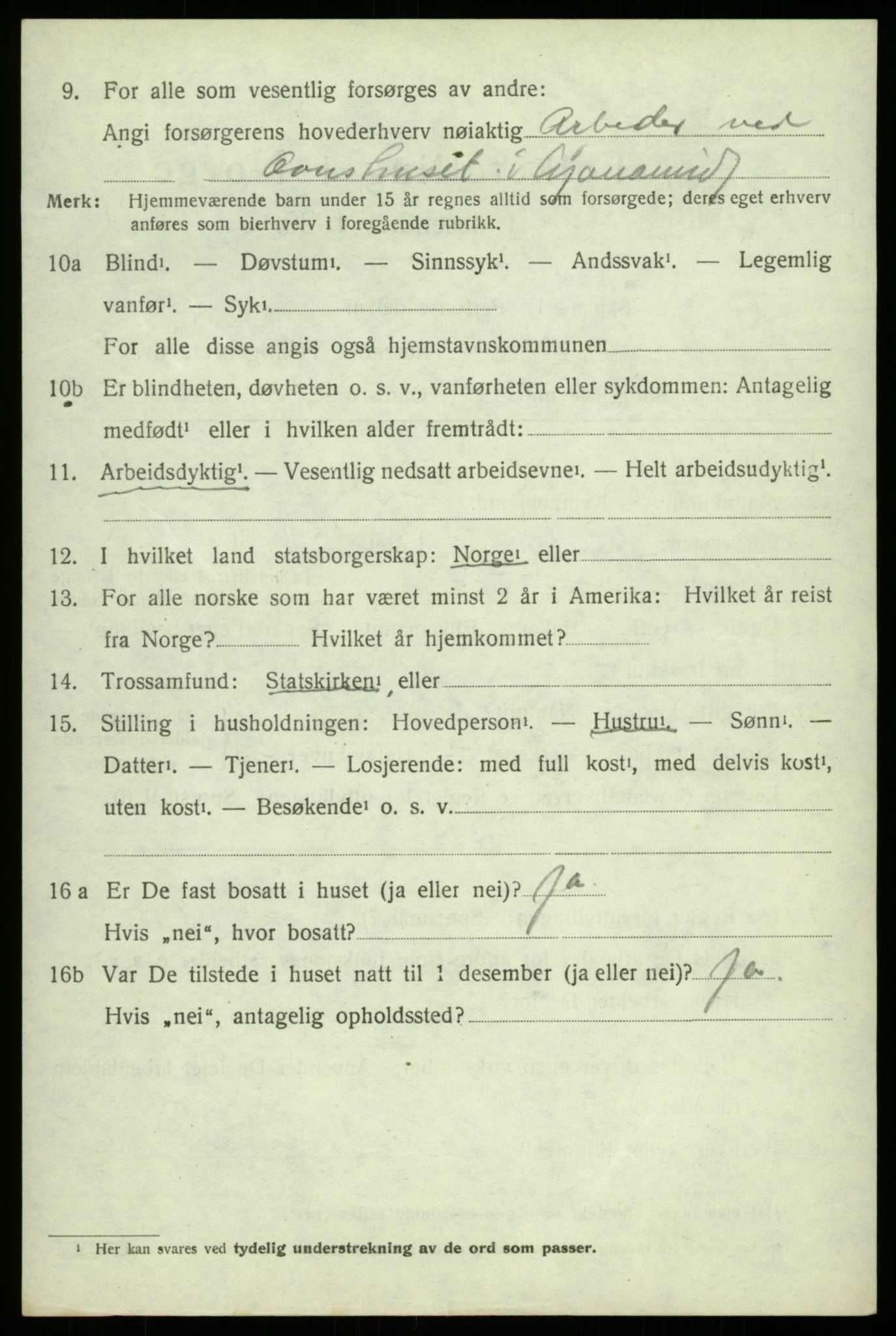 SAB, 1920 census for Odda, 1920, p. 8610