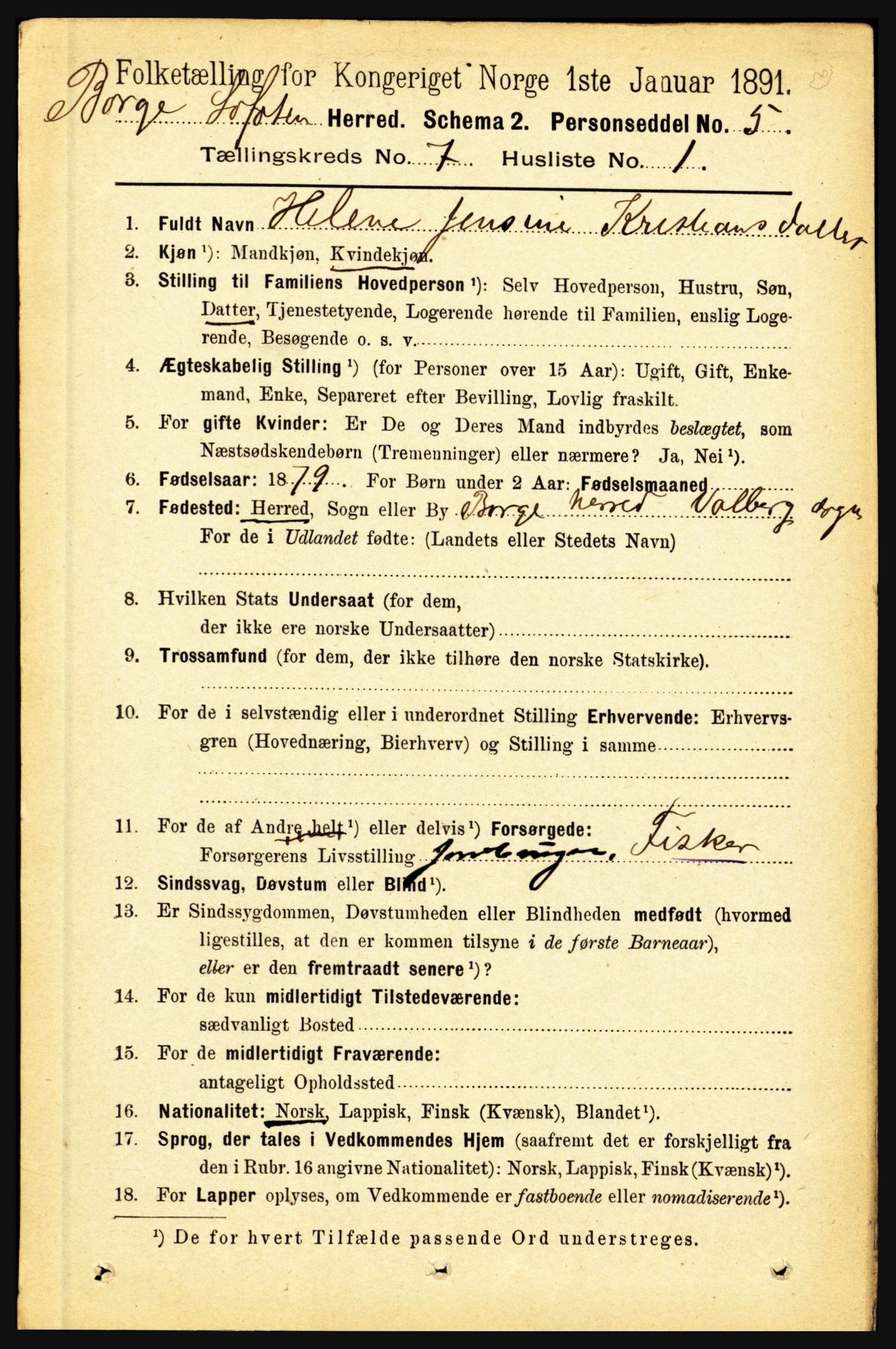 RA, 1891 census for 1862 Borge, 1891, p. 4421