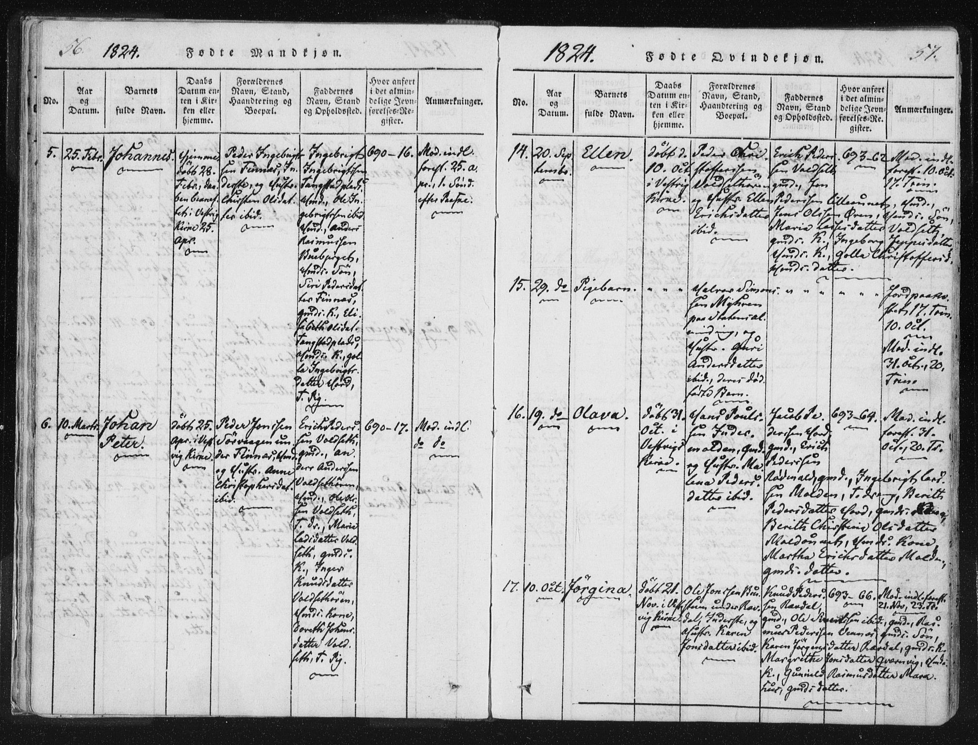 Ministerialprotokoller, klokkerbøker og fødselsregistre - Nord-Trøndelag, SAT/A-1458/744/L0417: Parish register (official) no. 744A01, 1817-1842, p. 56-57