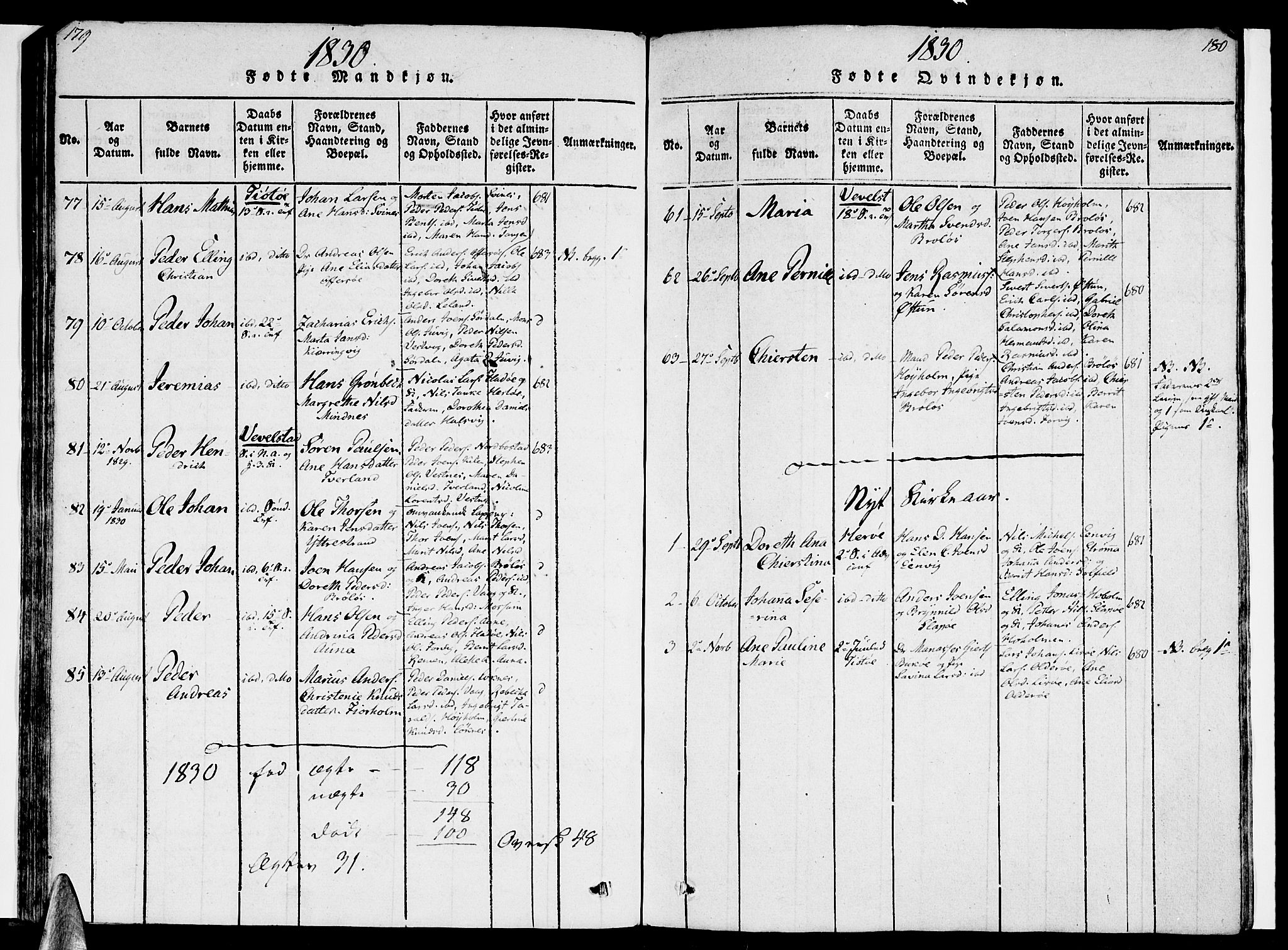 Ministerialprotokoller, klokkerbøker og fødselsregistre - Nordland, AV/SAT-A-1459/830/L0445: Parish register (official) no. 830A09, 1820-1830, p. 179-180