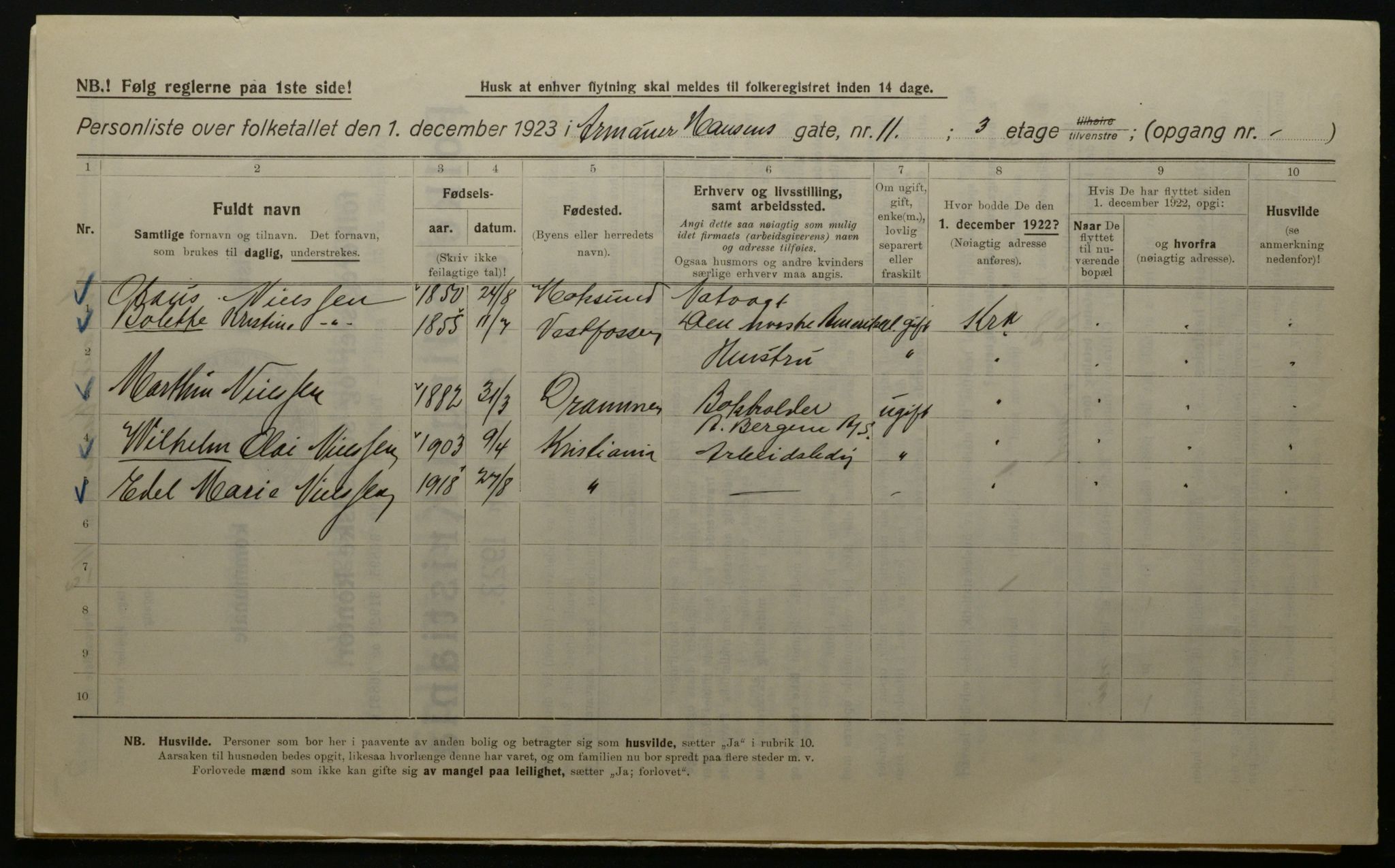 OBA, Municipal Census 1923 for Kristiania, 1923, p. 2780