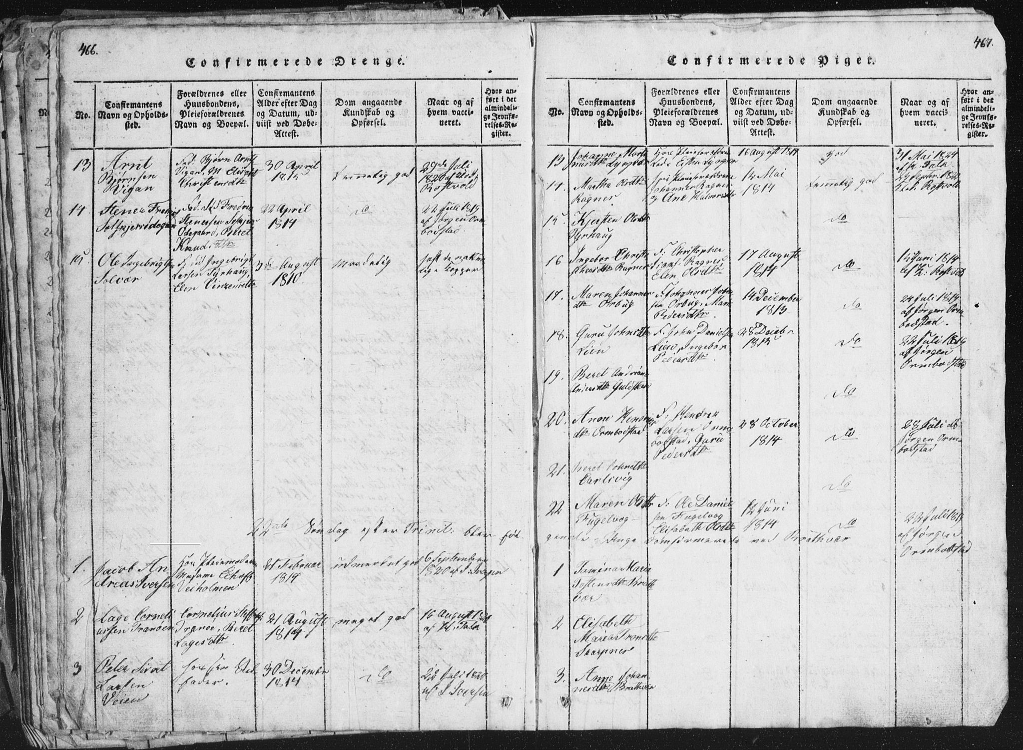 Ministerialprotokoller, klokkerbøker og fødselsregistre - Møre og Romsdal, AV/SAT-A-1454/581/L0942: Parish register (copy) no. 581C00, 1820-1836, p. 466-467