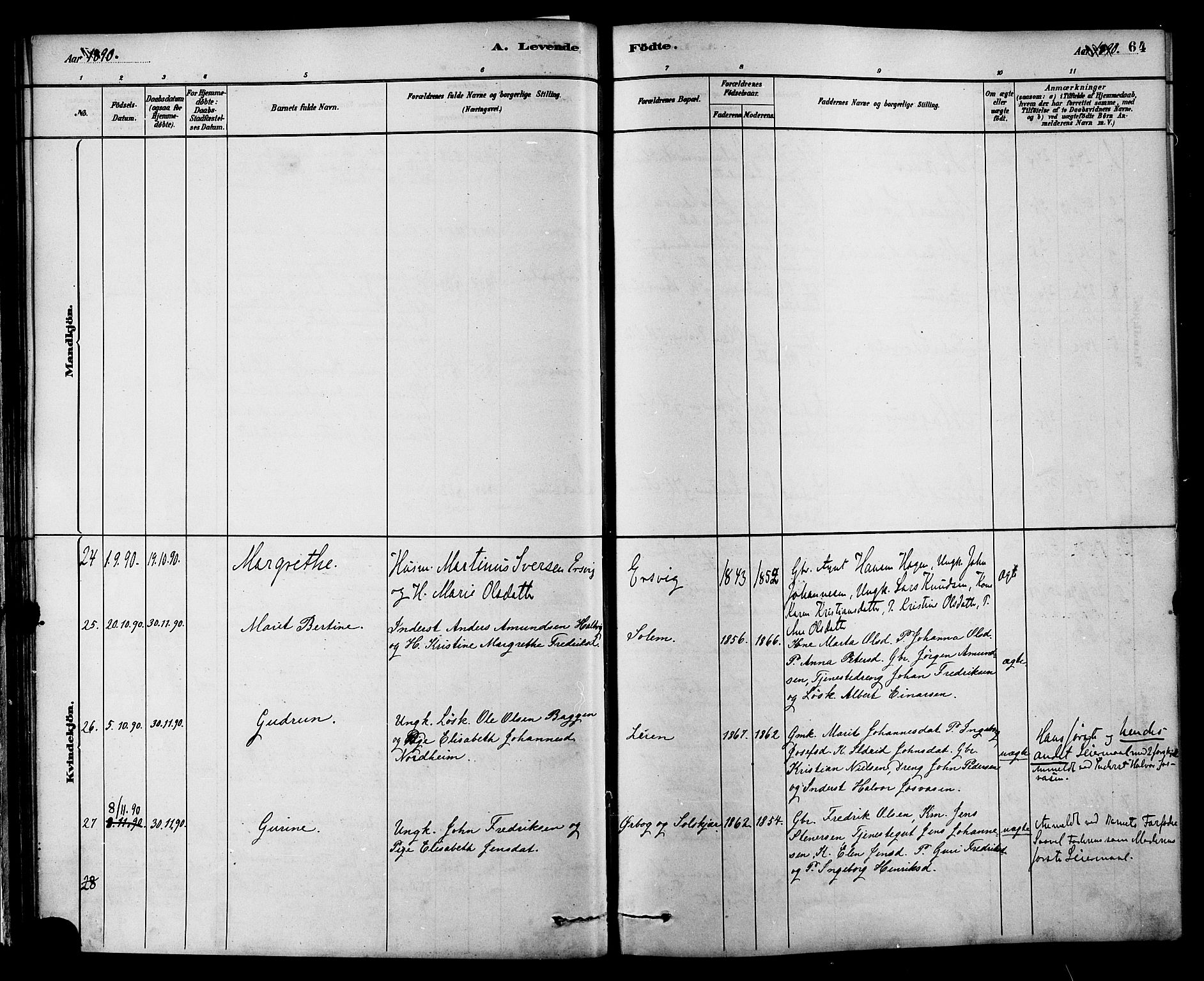 Ministerialprotokoller, klokkerbøker og fødselsregistre - Møre og Romsdal, AV/SAT-A-1454/577/L0896: Parish register (official) no. 577A03, 1880-1898, p. 64