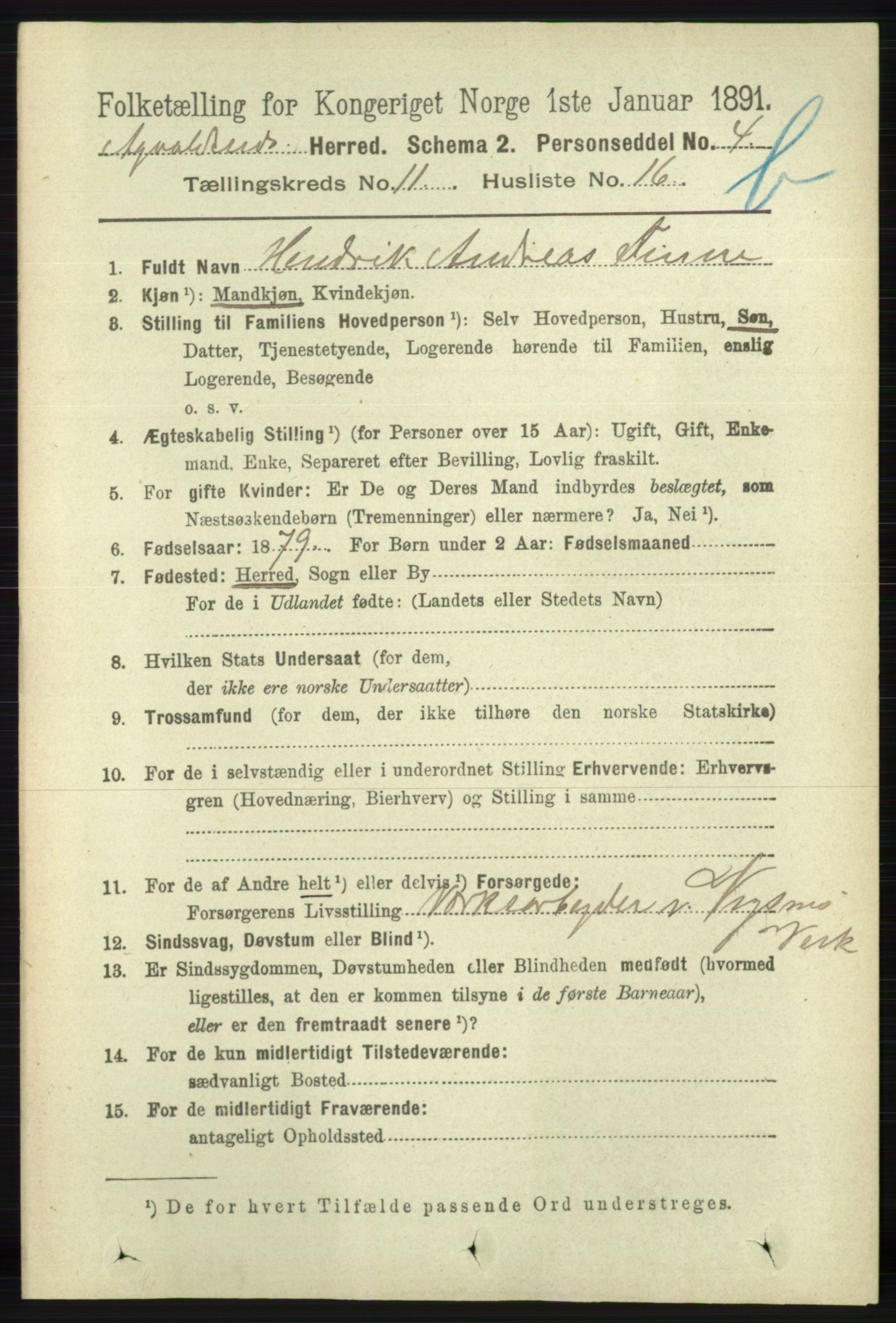 RA, 1891 census for 1147 Avaldsnes, 1891, p. 6422