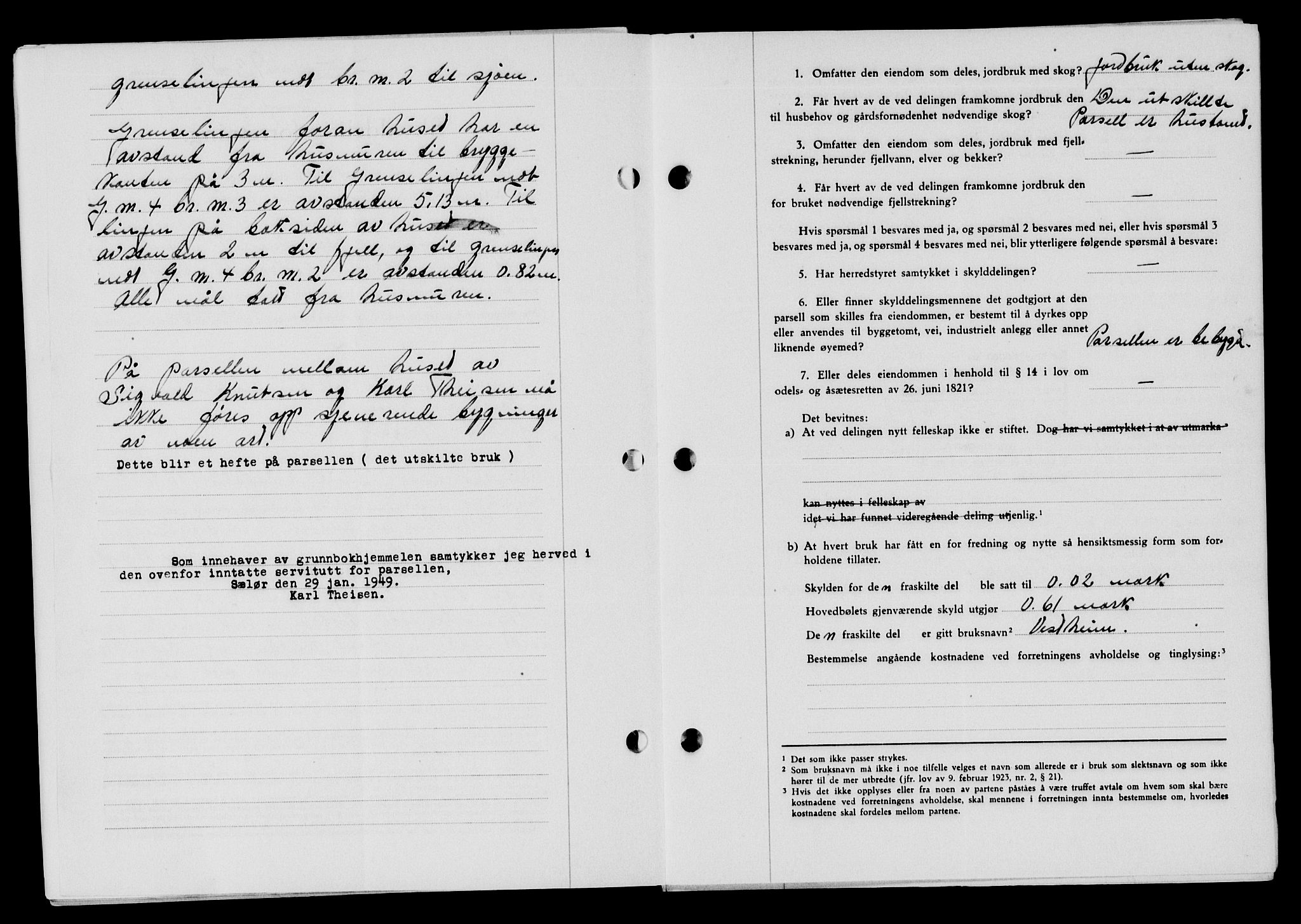 Lyngdal sorenskriveri, AV/SAK-1221-0004/G/Gb/L0663: Mortgage book no. A IX, 1948-1949, Diary no: : 93/1949